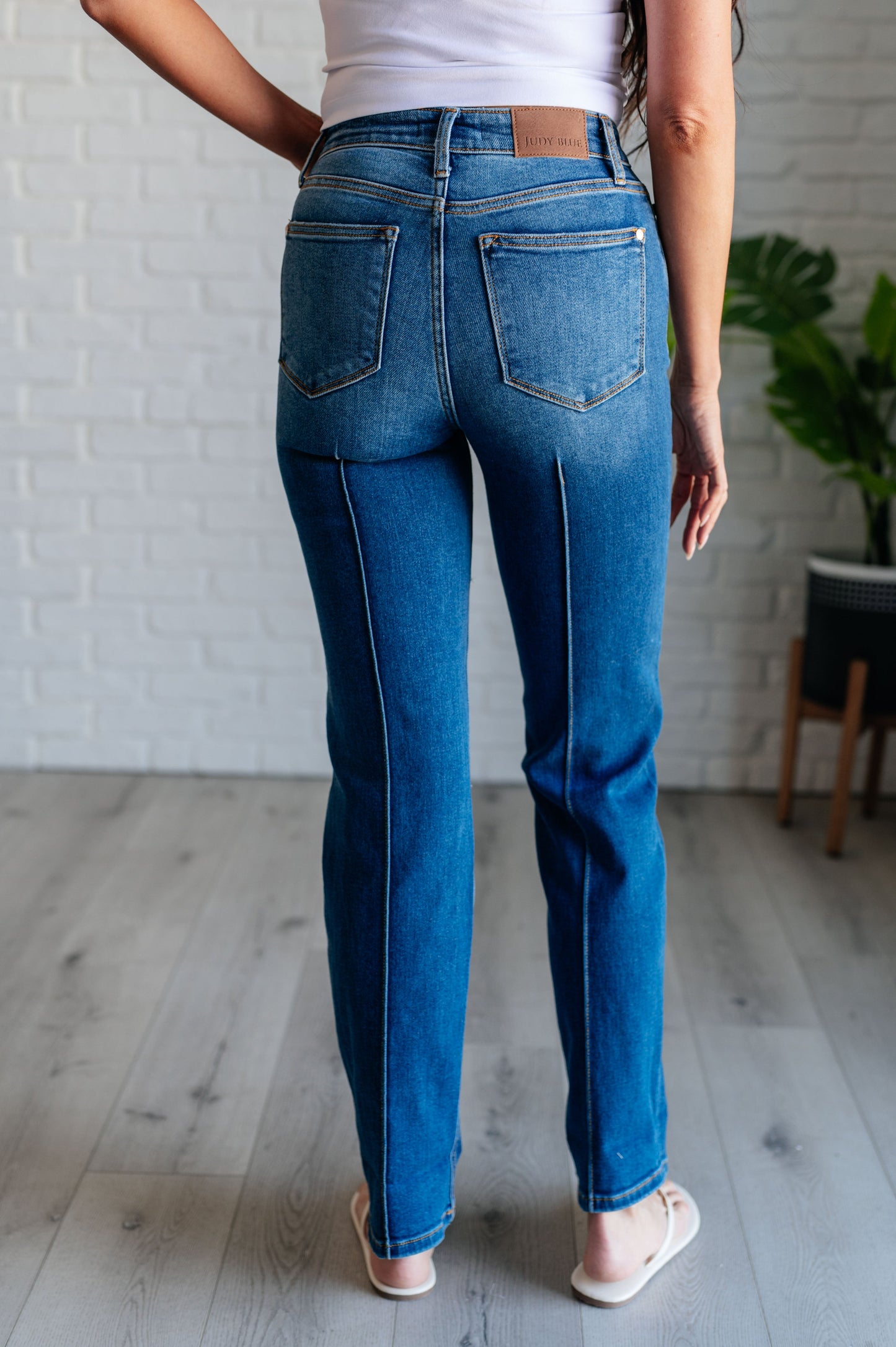 Judy Blue-Campbell High Rise Center Seam Detail Straight Jeans