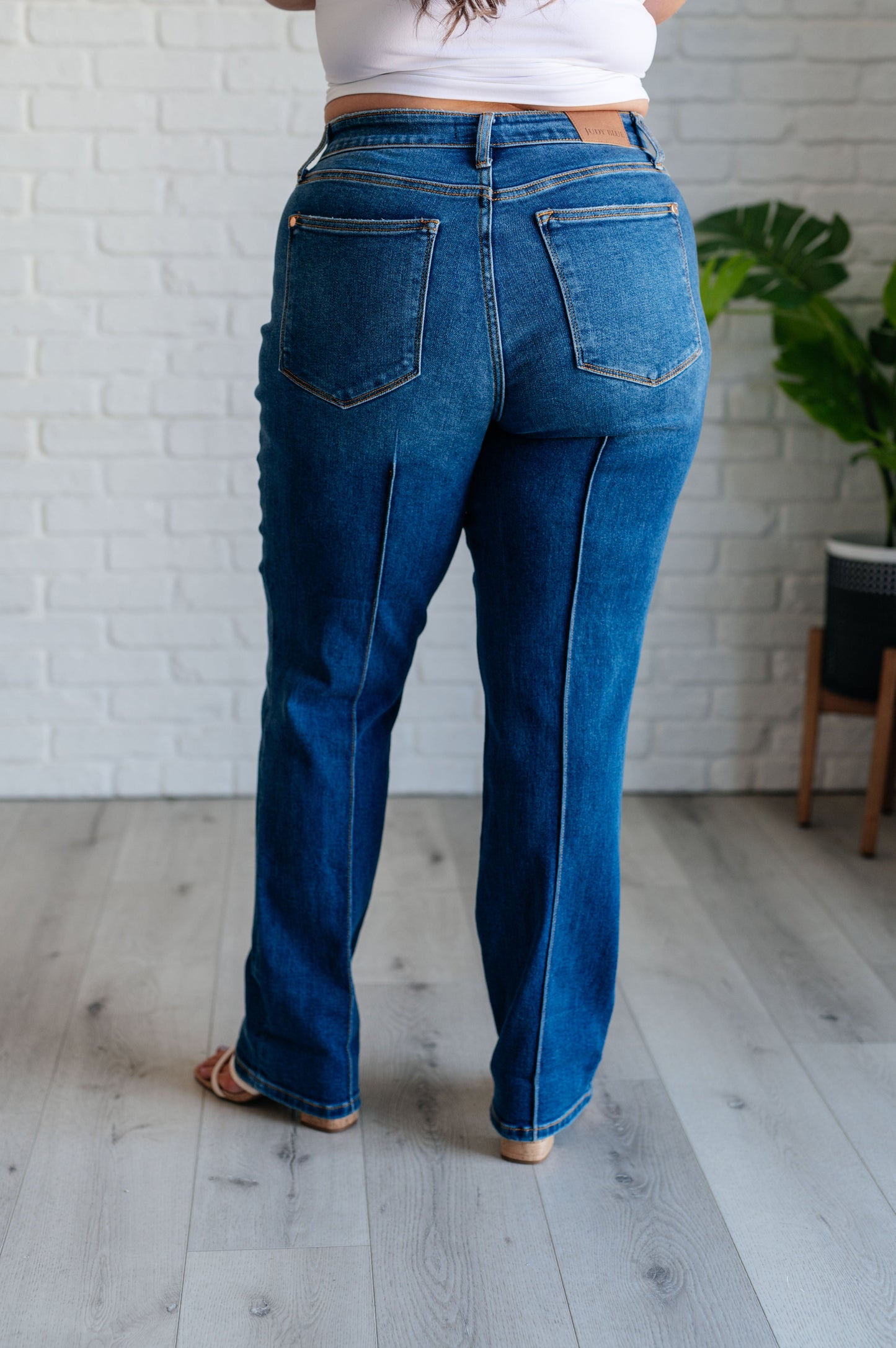 Judy Blue-Campbell High Rise Center Seam Detail Straight Jeans