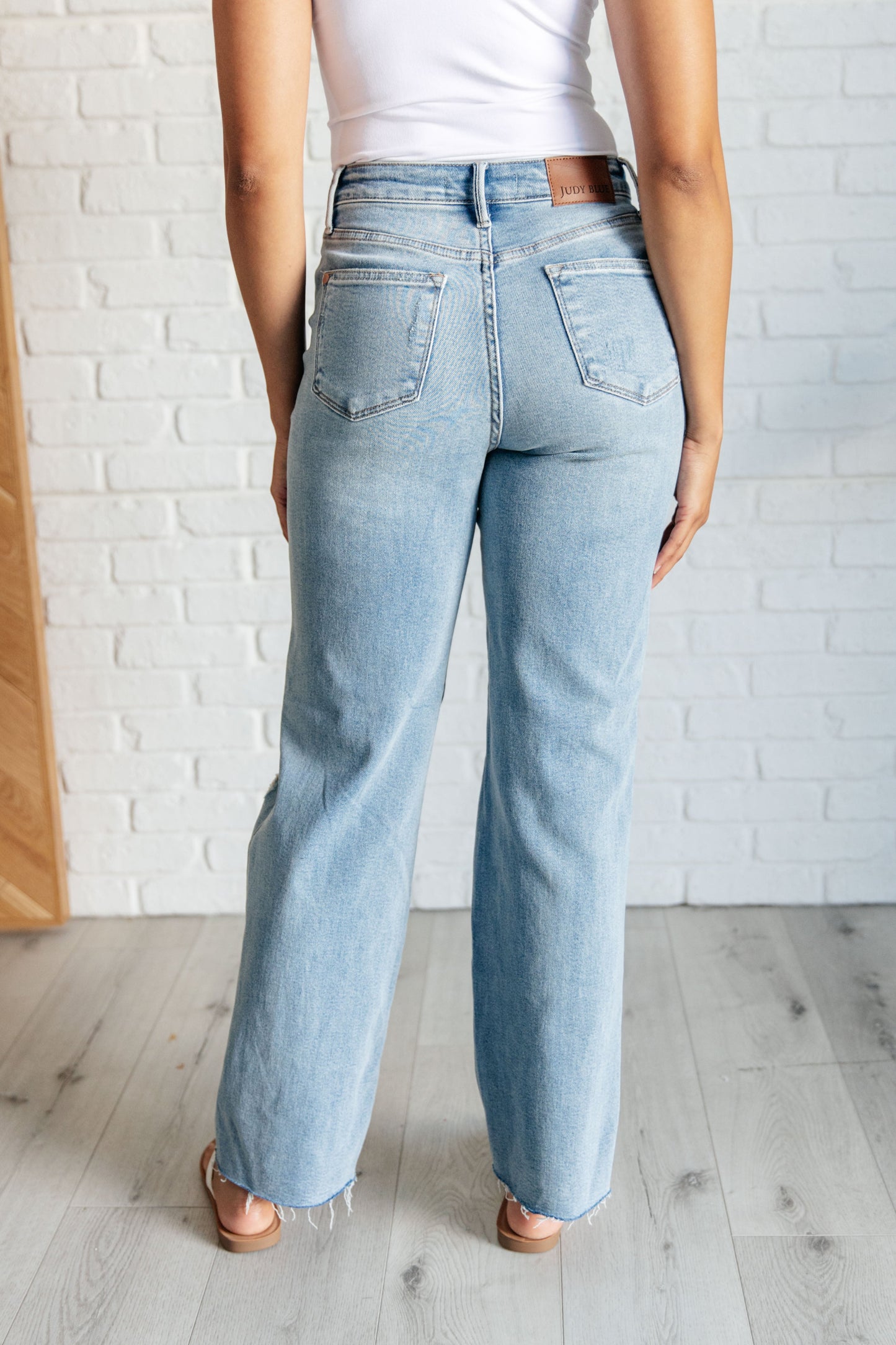 Judy Blue-Ramona High Rise Rigid Magic Destroyed Straight Jeans