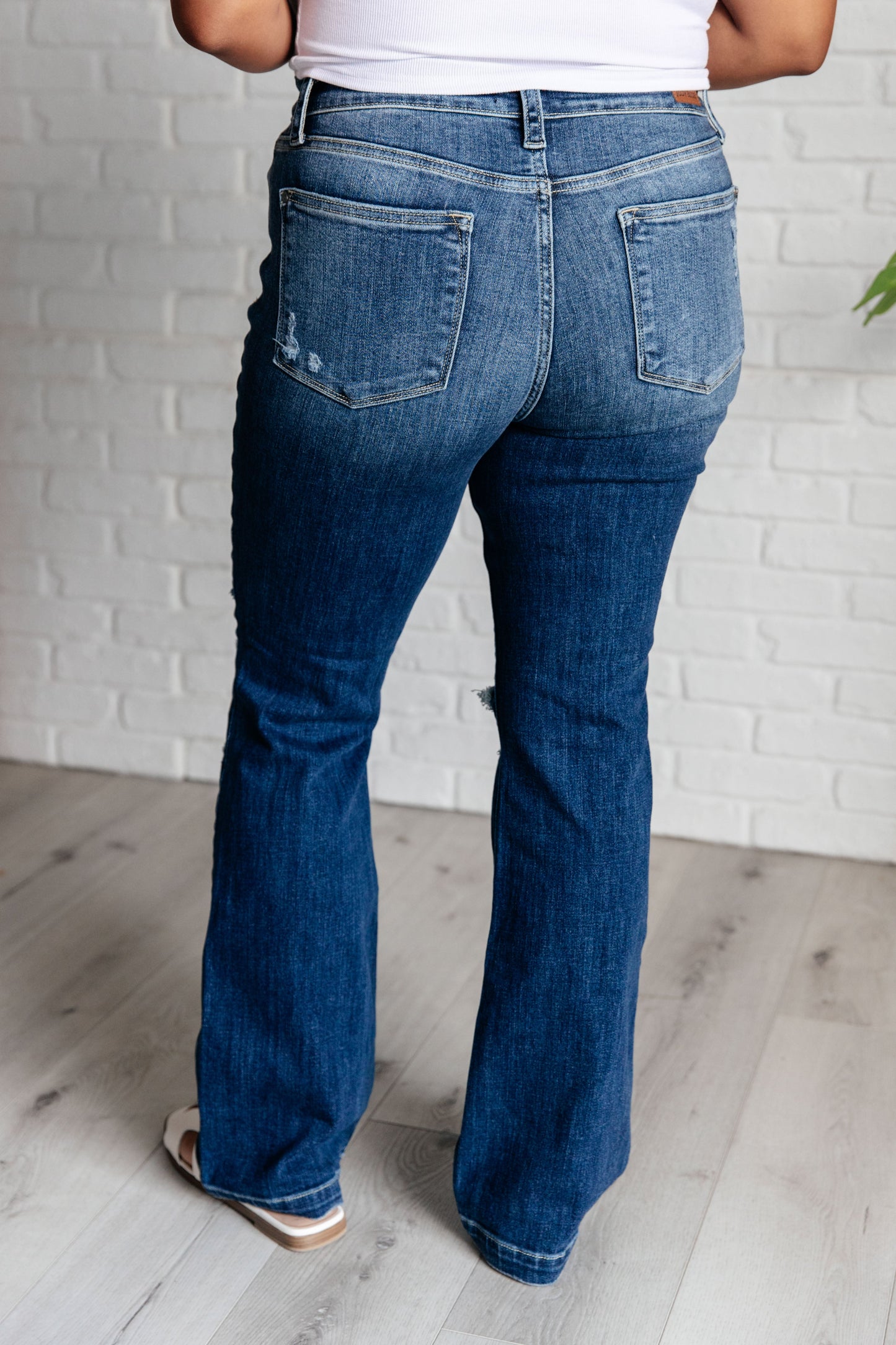 Judy Blue-Mila Mid Rise Distressed Bootcut Jeans