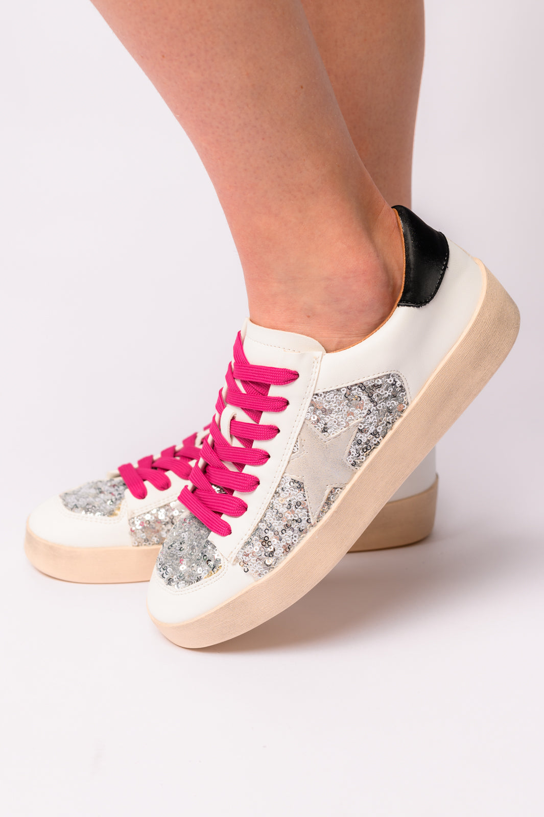 Corkys- Another Round Sneakers in Silver Sequins