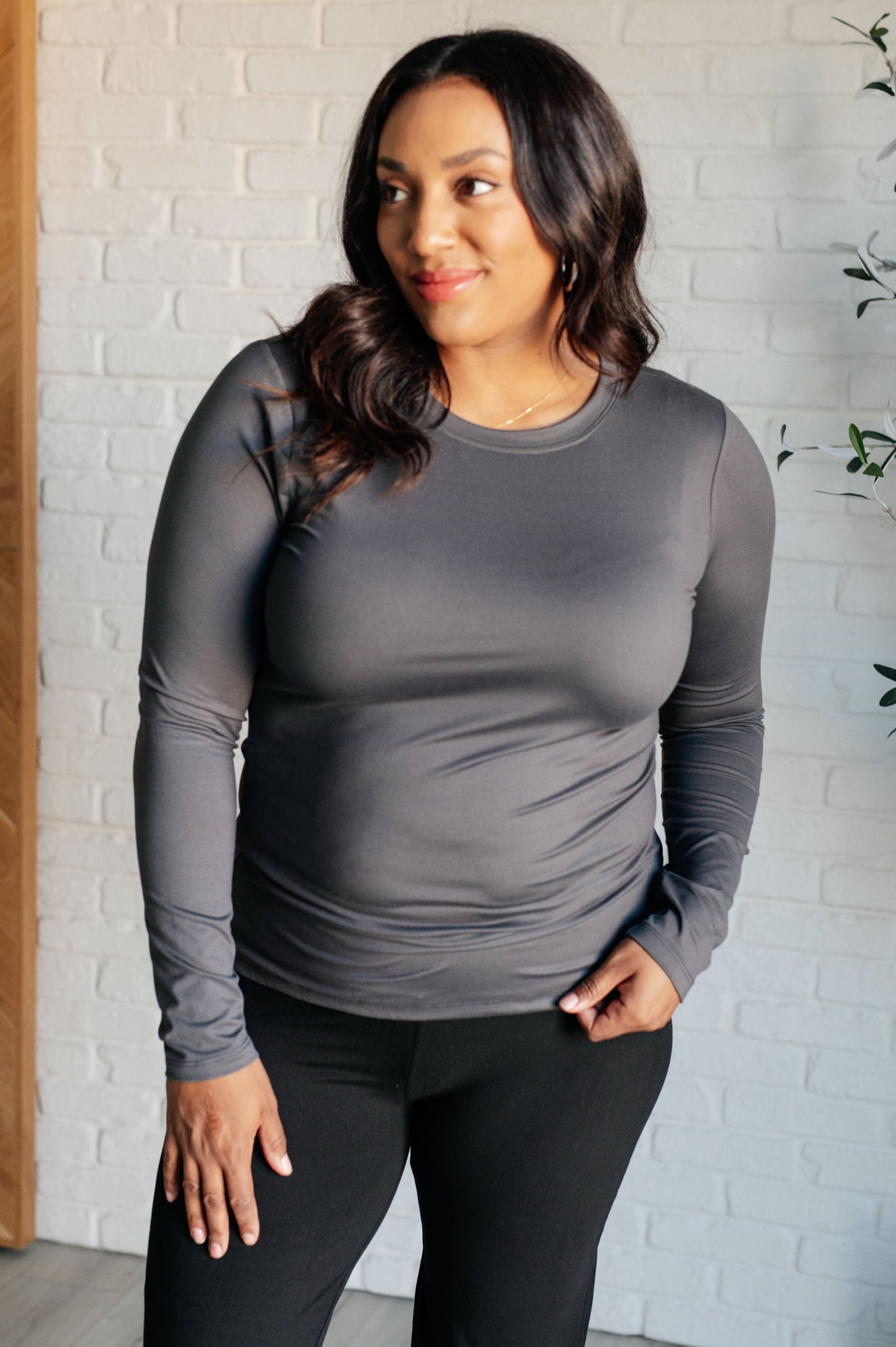 Zenana-Basically Perfect Brushed Microfiber Tee in Ash Grey