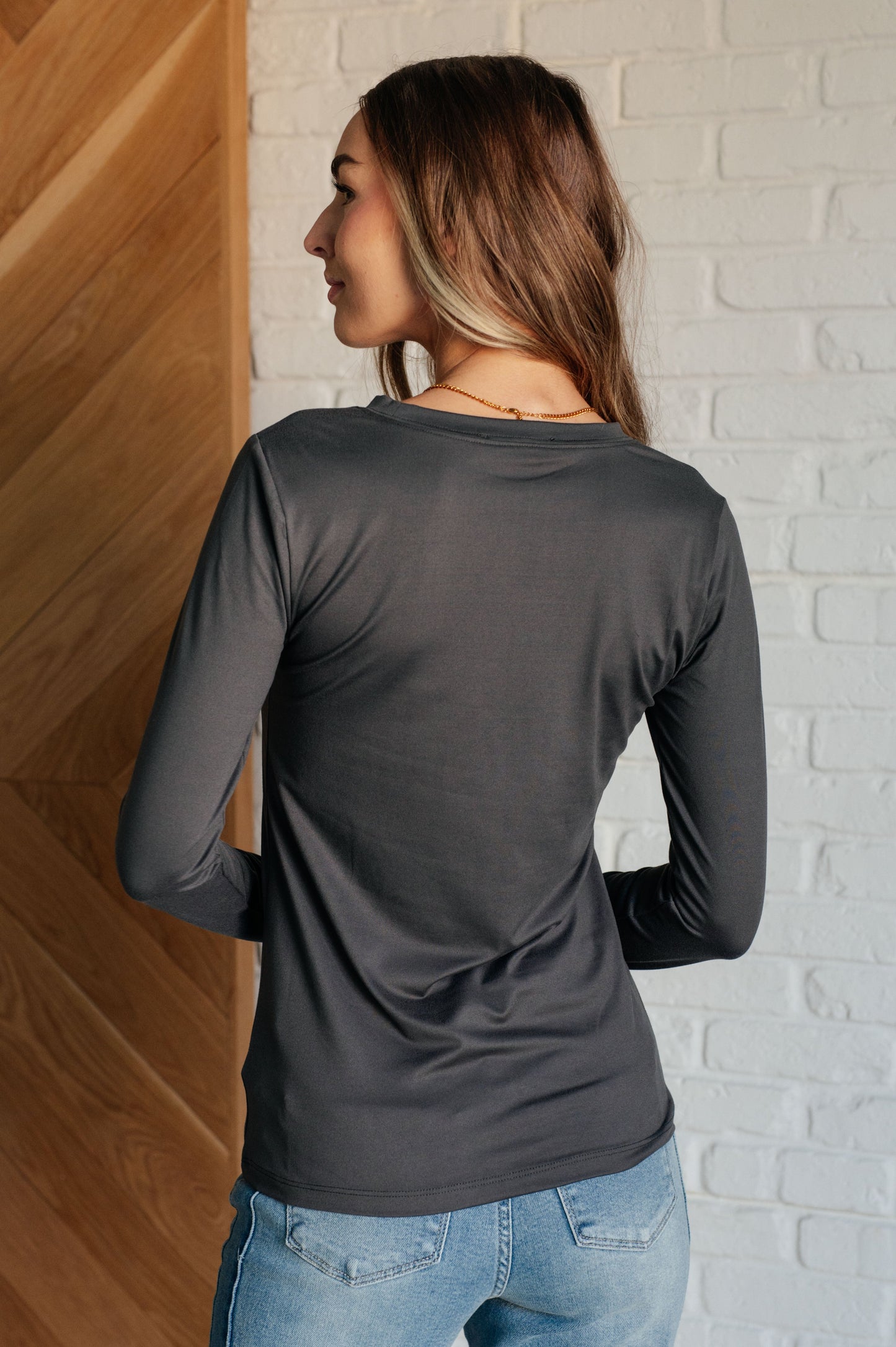 Zenana-Basically Perfect Brushed Microfiber Tee in Ash Grey