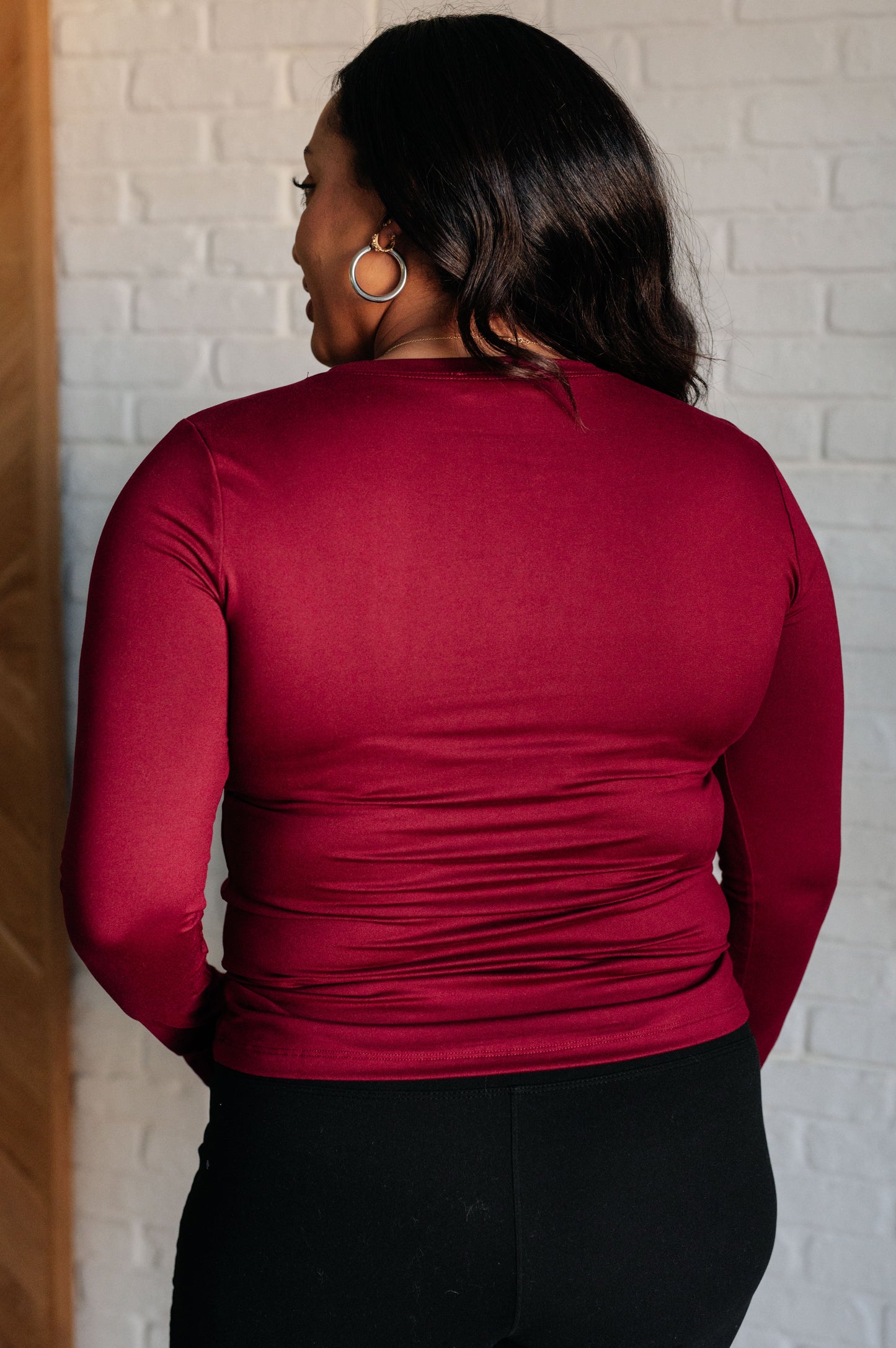 Zenana-Basically Perfect Brushed Microfiber Tee in Cabernet