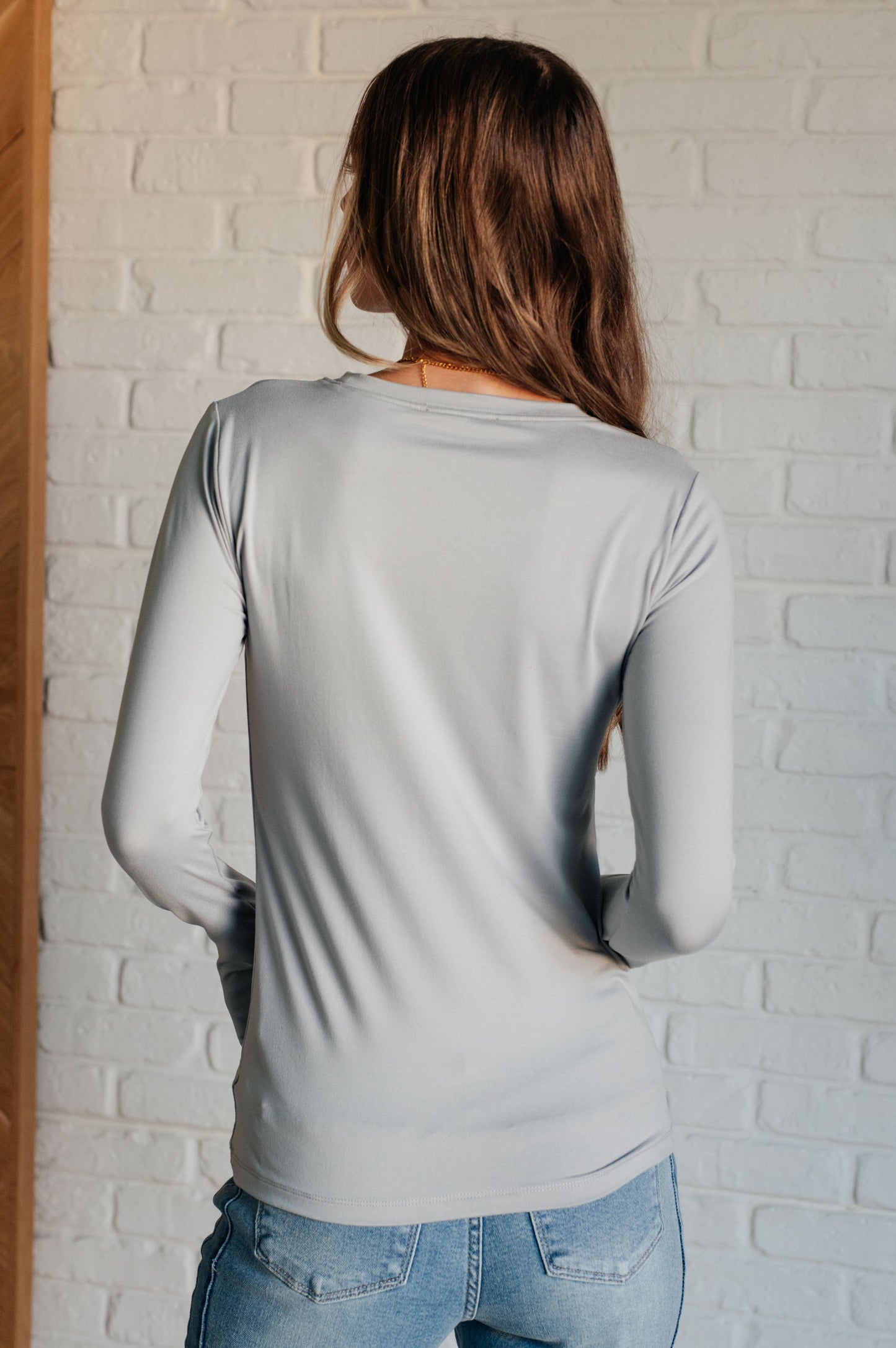 Zenana-Basically Perfect Brushed Microfiber Tee in Light Grey