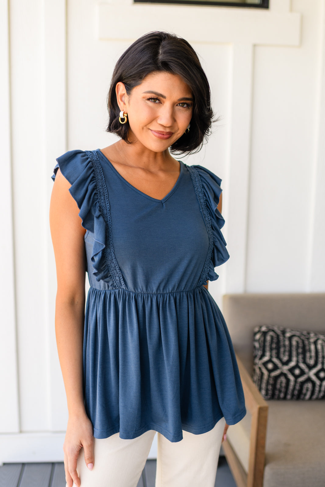 One Eleven North- Before Now Ruffled Babydoll Top