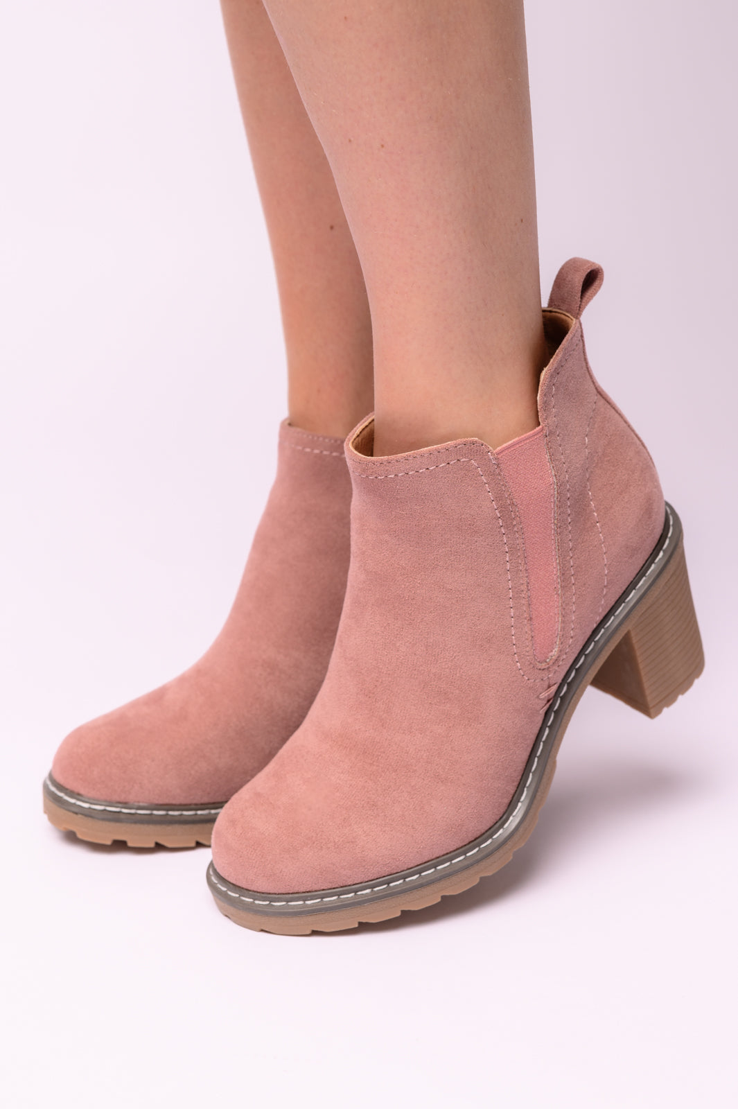 Corkys-  Bite Me Bootie in Blush Faux Suede