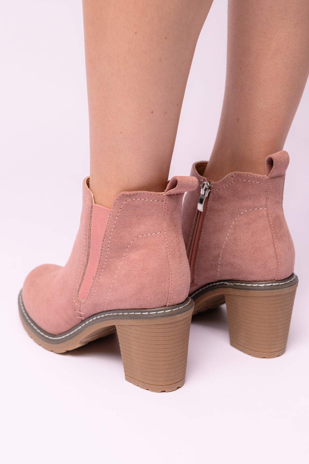 Corkys-  Bite Me Bootie in Blush Faux Suede