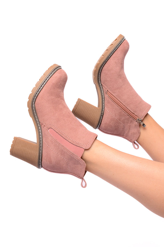 Corkys-  Bite Me Bootie in Blush Faux Suede