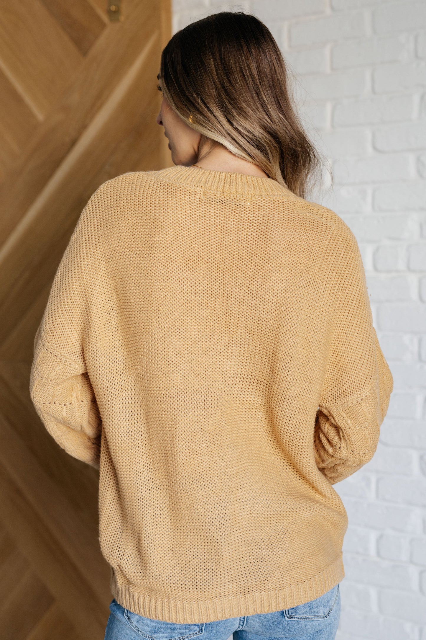 One Eleven North-Bubbly Personality Bubble Sleeve Sweater in Wheat