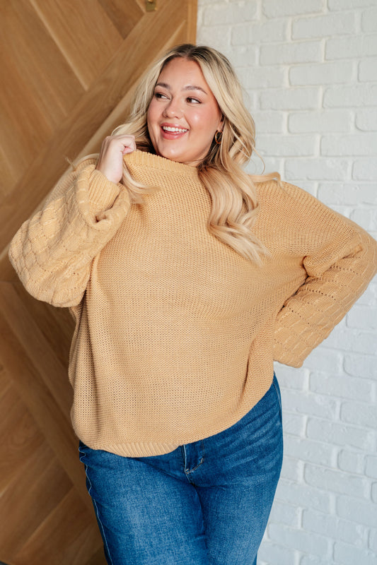 One Eleven North-Bubbly Personality Bubble Sleeve Sweater in Wheat