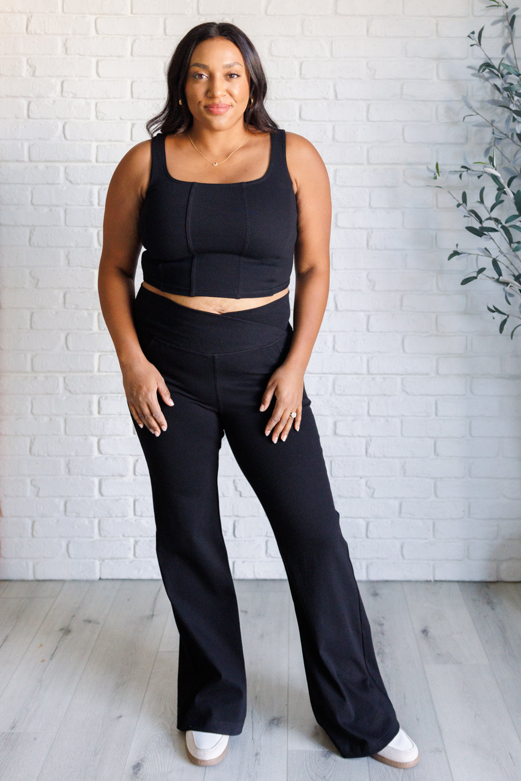 Rae Mode-Flared Crossover Waist Pant in Black