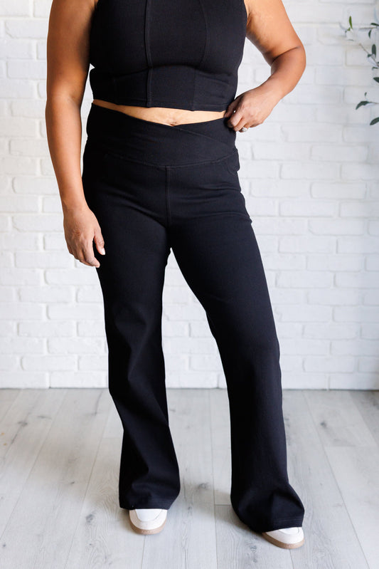 Rae Mode-Flared Crossover Waist Pant in Black