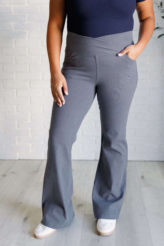 Flared Crossover Waist Pant in Titanium