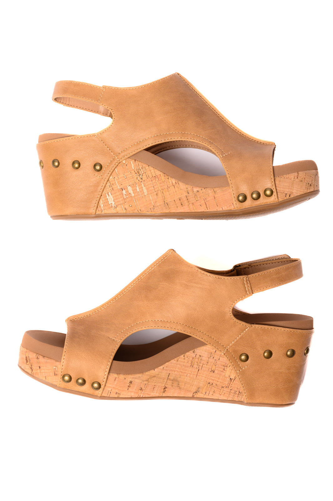 Corkys- Carley Wedge Sandals in Caramel Smooth