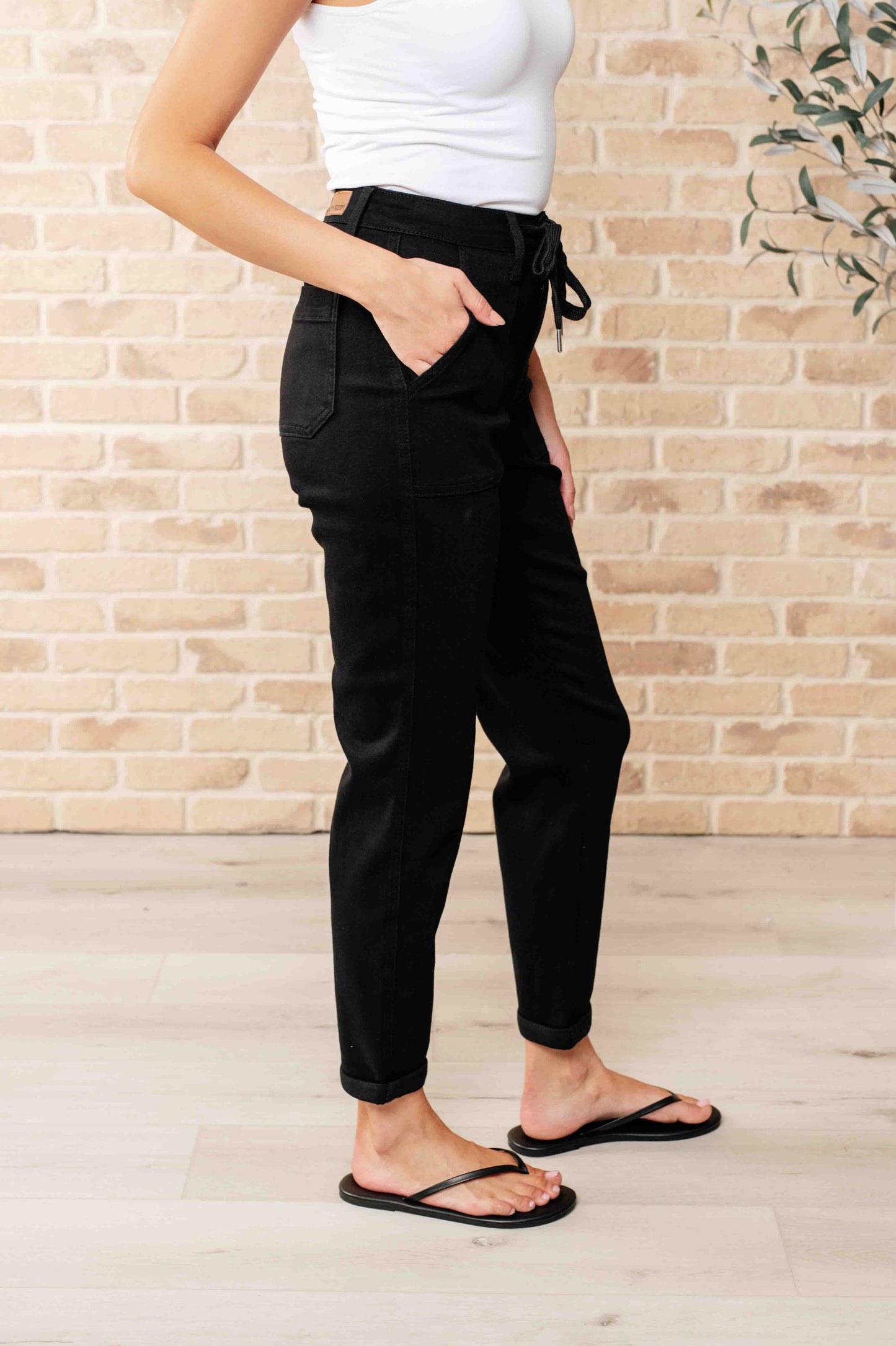 Judy Blue-Carmen Double Cuff Joggers in Black