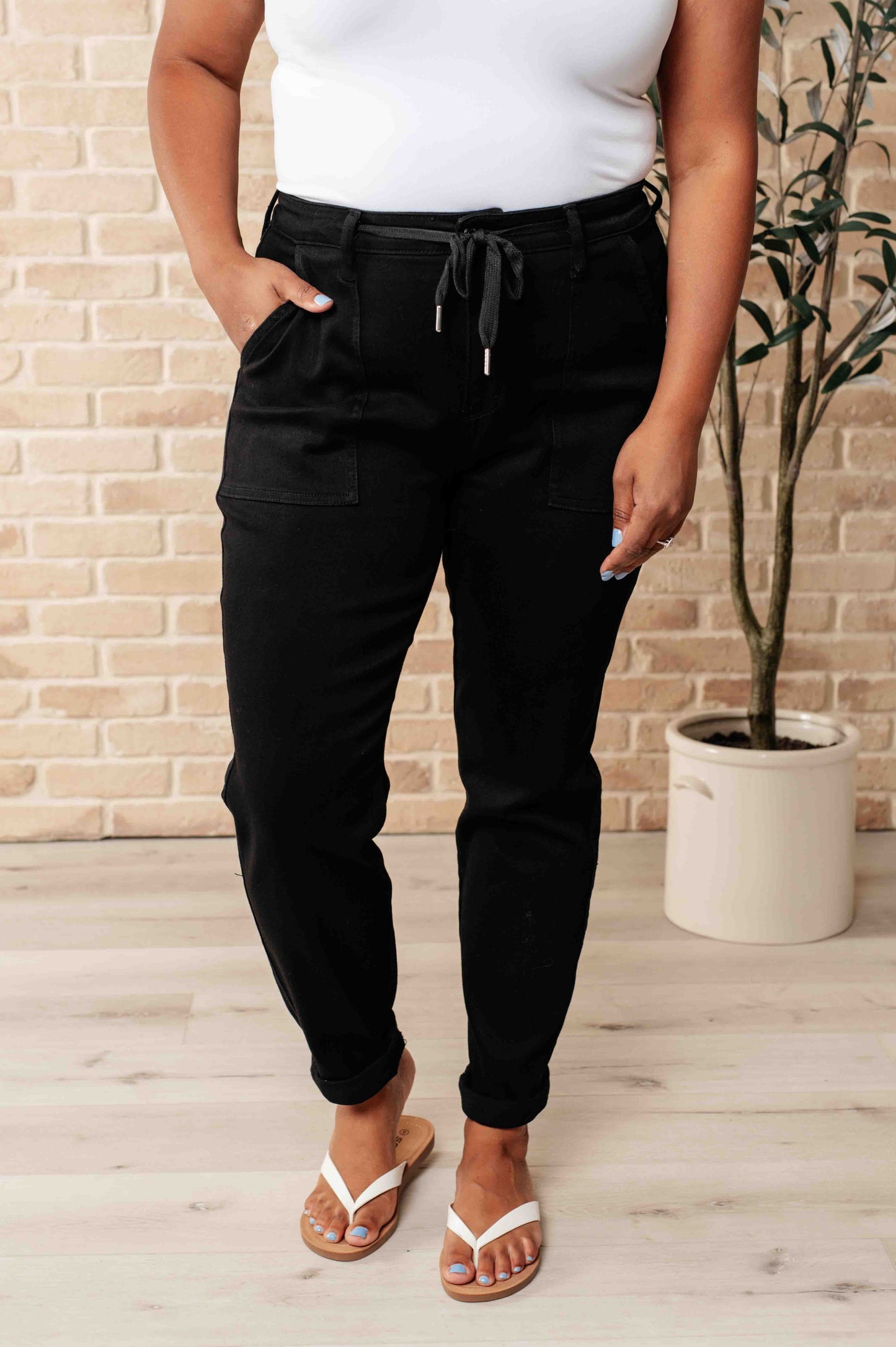 Judy Blue-Carmen Double Cuff Joggers in Black