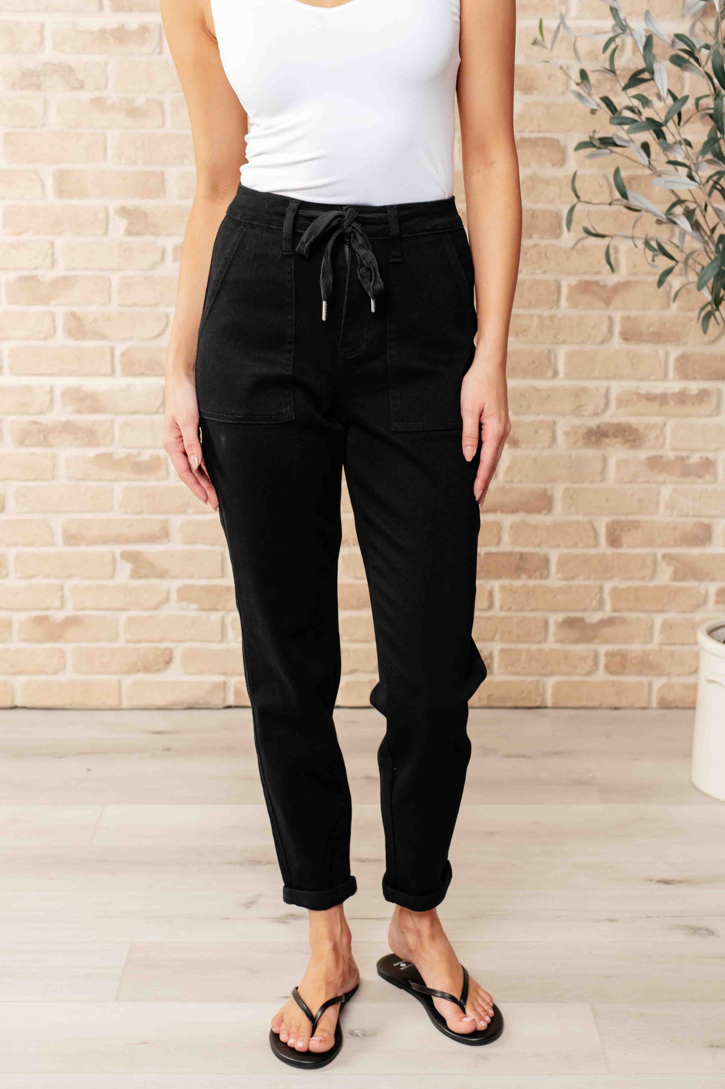 Judy Blue-Carmen Double Cuff Joggers in Black