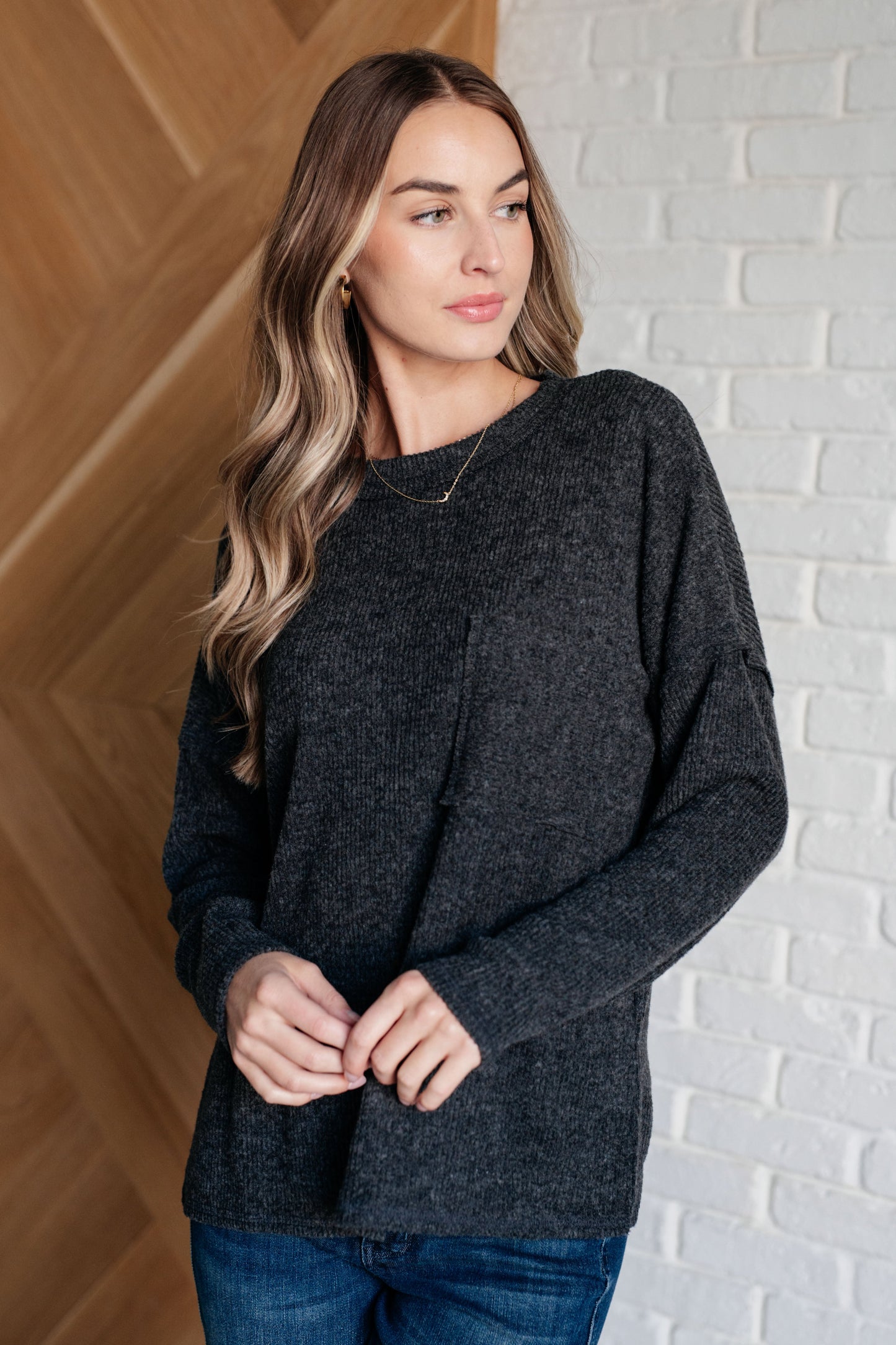 Zenana-Casual Tuesday Ribbed Knit Sweater in Black