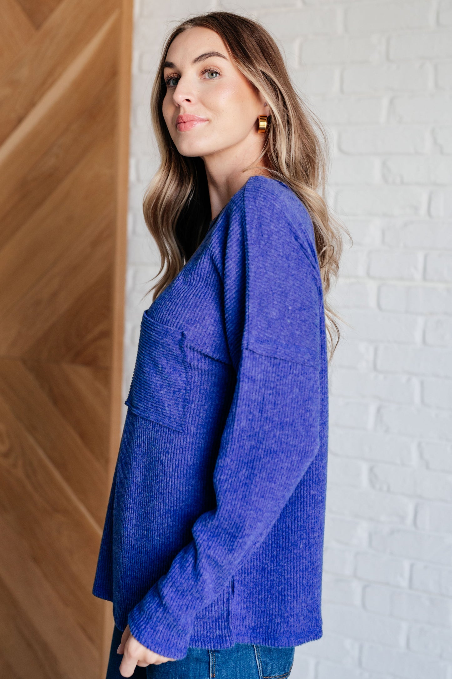 Zenana-Casual Tuesday Ribbed Knit Sweater in Bright Blue