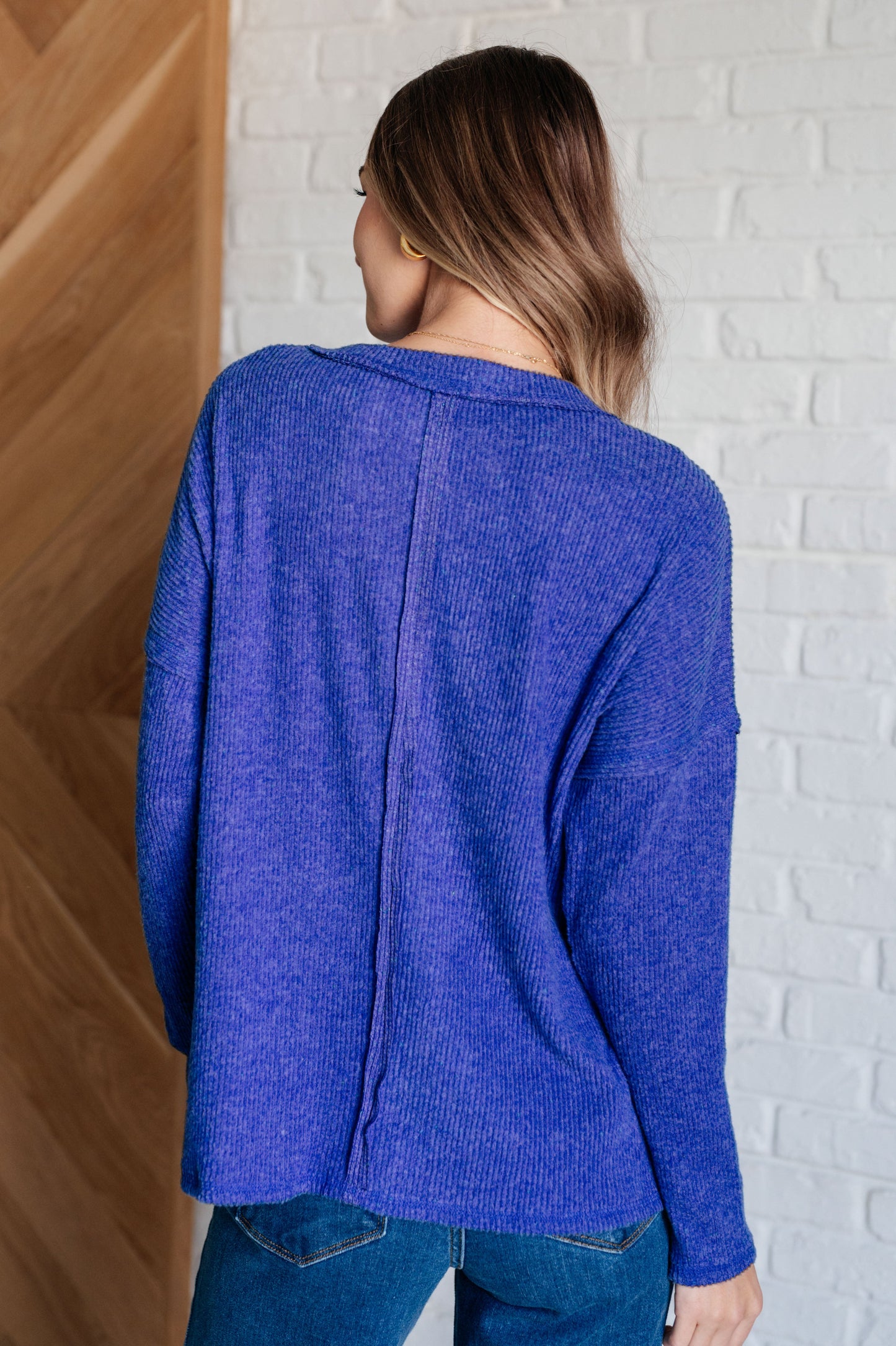 Zenana-Casual Tuesday Ribbed Knit Sweater in Bright Blue