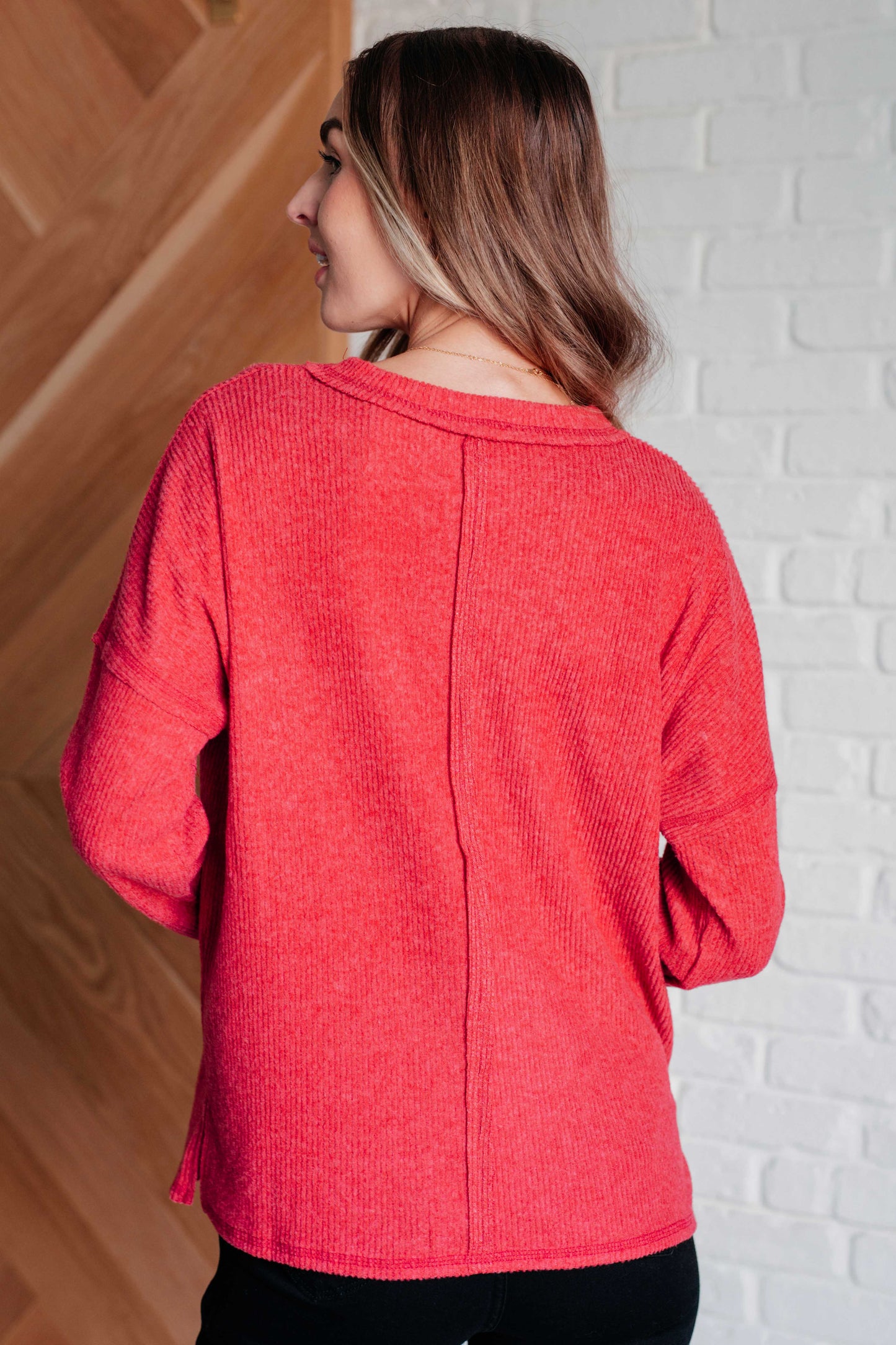 Zenana-Casual Tuesday Ribbed Knit Sweater in Dark Red