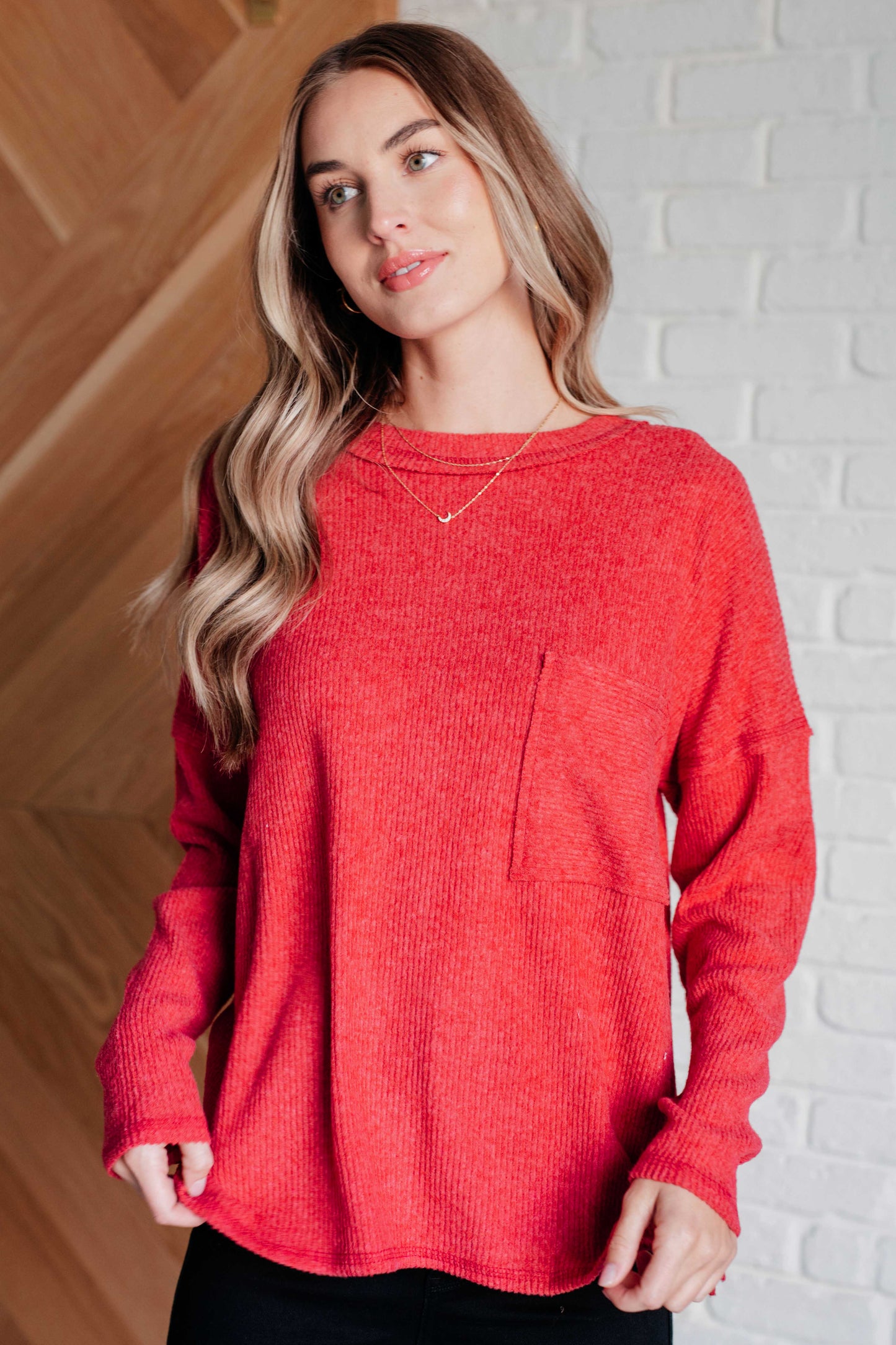 Zenana-Casual Tuesday Ribbed Knit Sweater in Dark Red