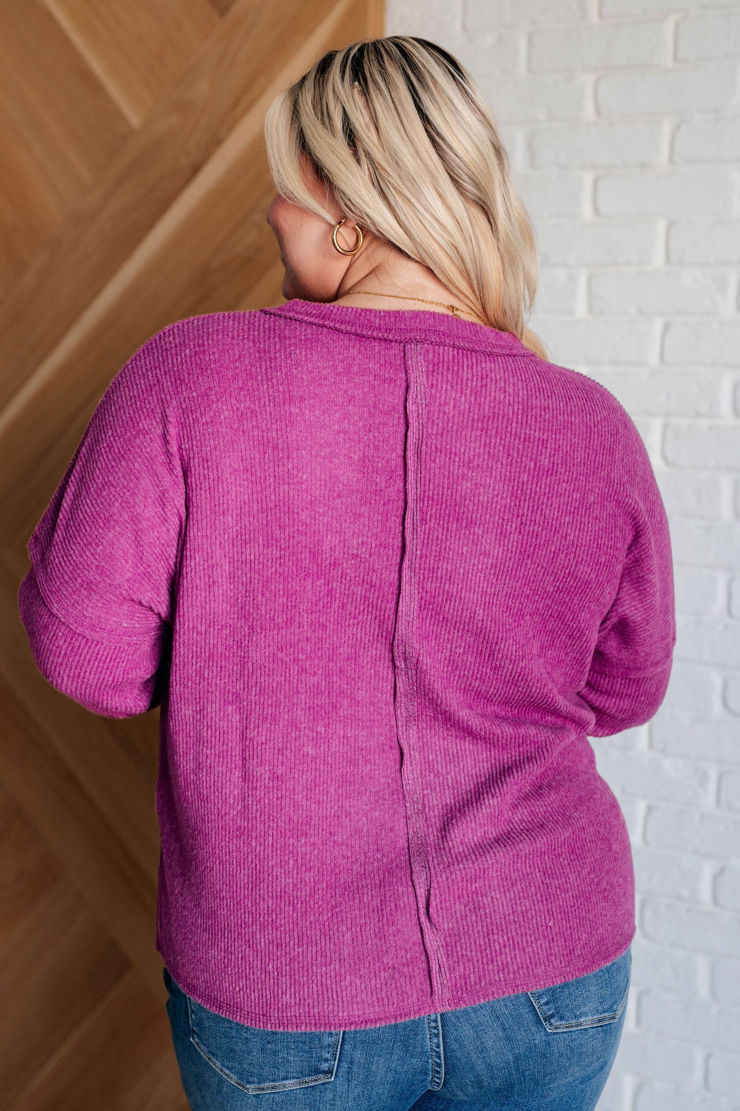 Zenana-Casual Tuesday Ribbed Knit Sweater in Light Plum