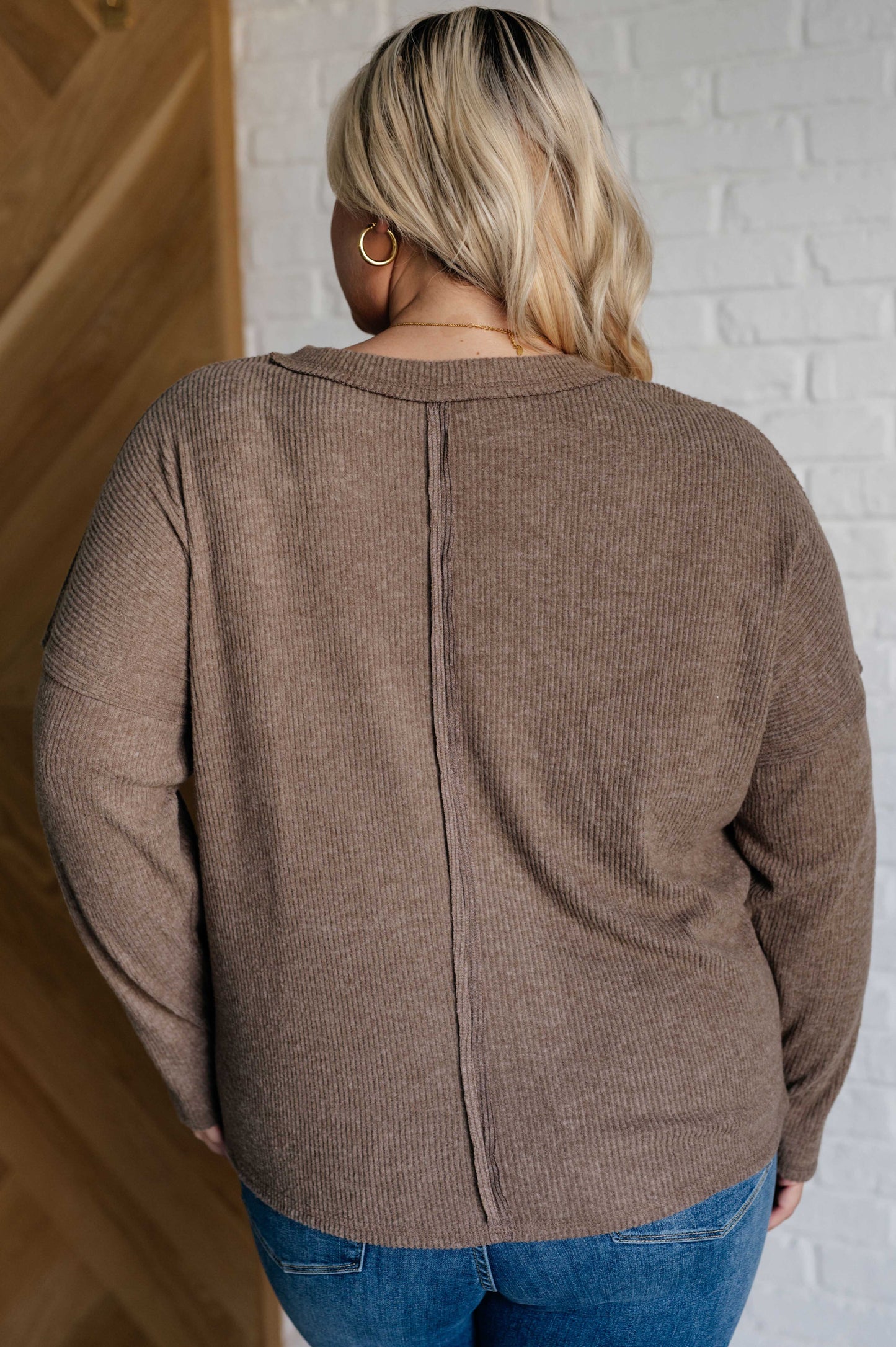 Zenana-Casual Tuesday Ribbed Knit Sweater in Mocha