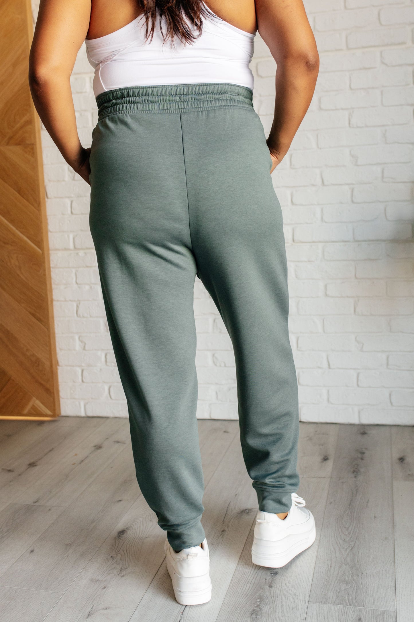 Zenana-Center Seam Scuba Joggers in Ash Jade