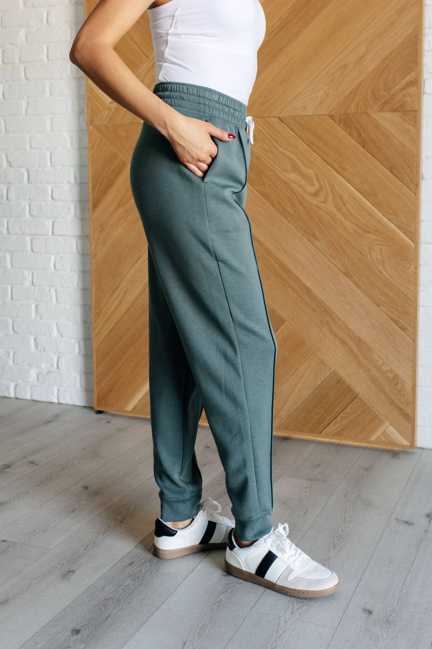 Zenana-Center Seam Scuba Joggers in Ash Jade