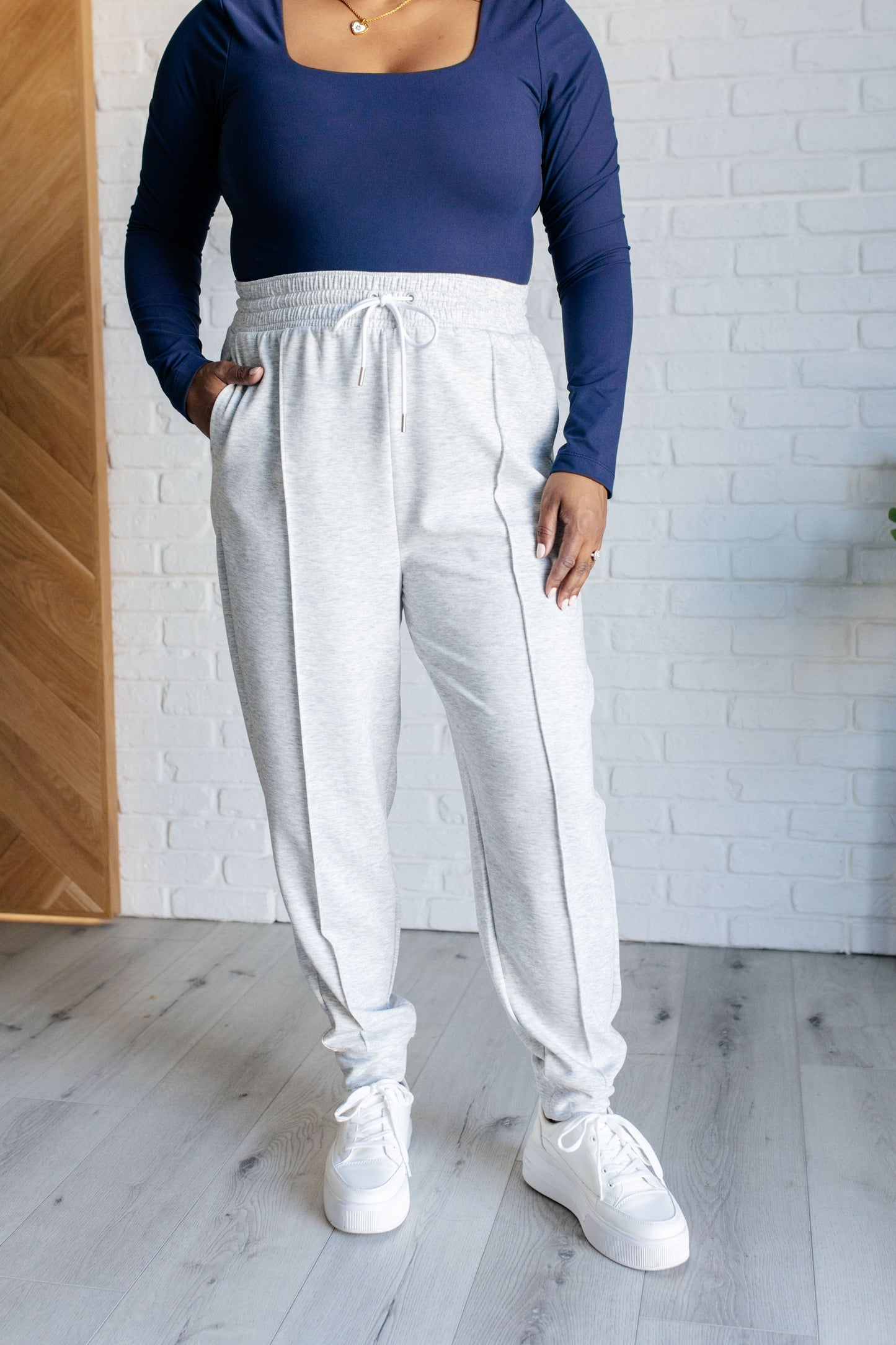 Zenana-Center Seam Scuba Joggers in Heather Grey