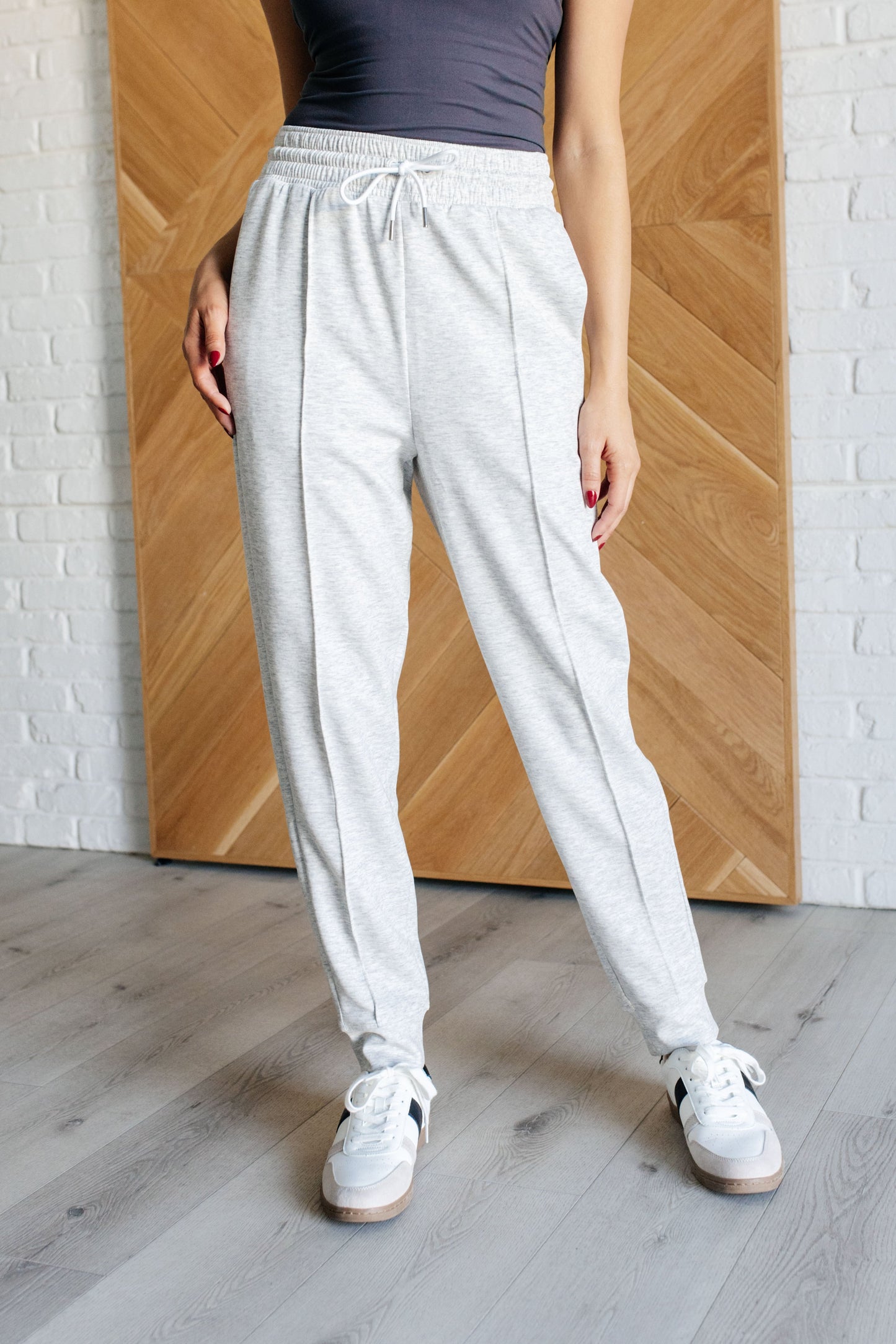 Zenana-Center Seam Scuba Joggers in Heather Grey