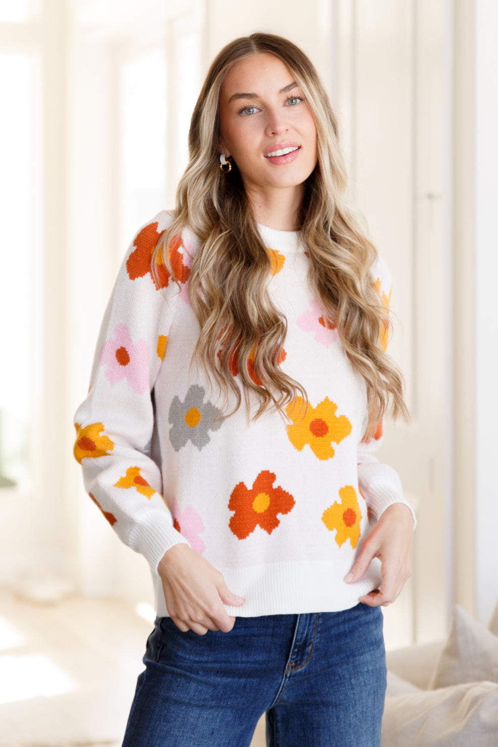 One Eleven North-Falling Flowers Floral Sweater