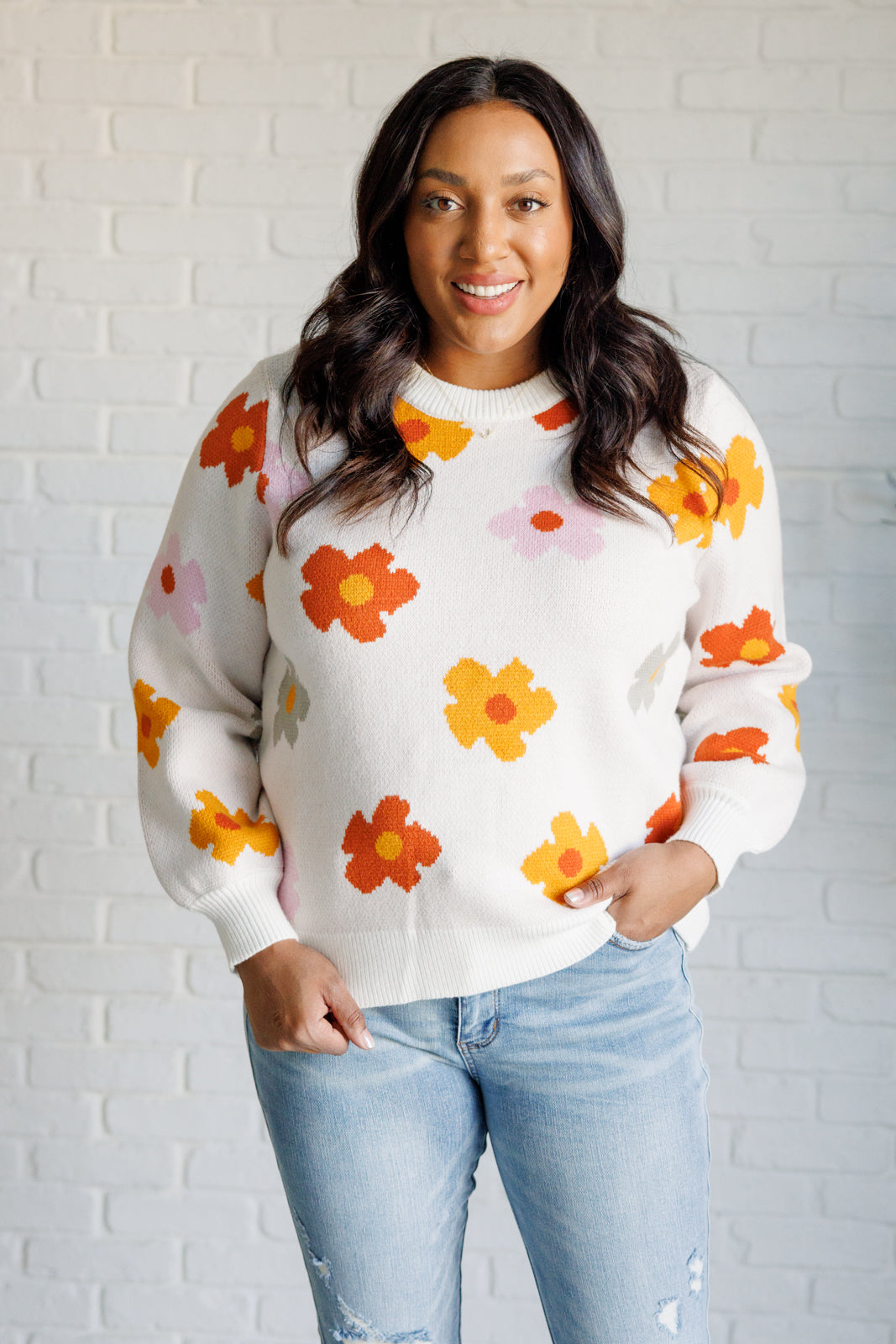 One Eleven North-Falling Flowers Floral Sweater