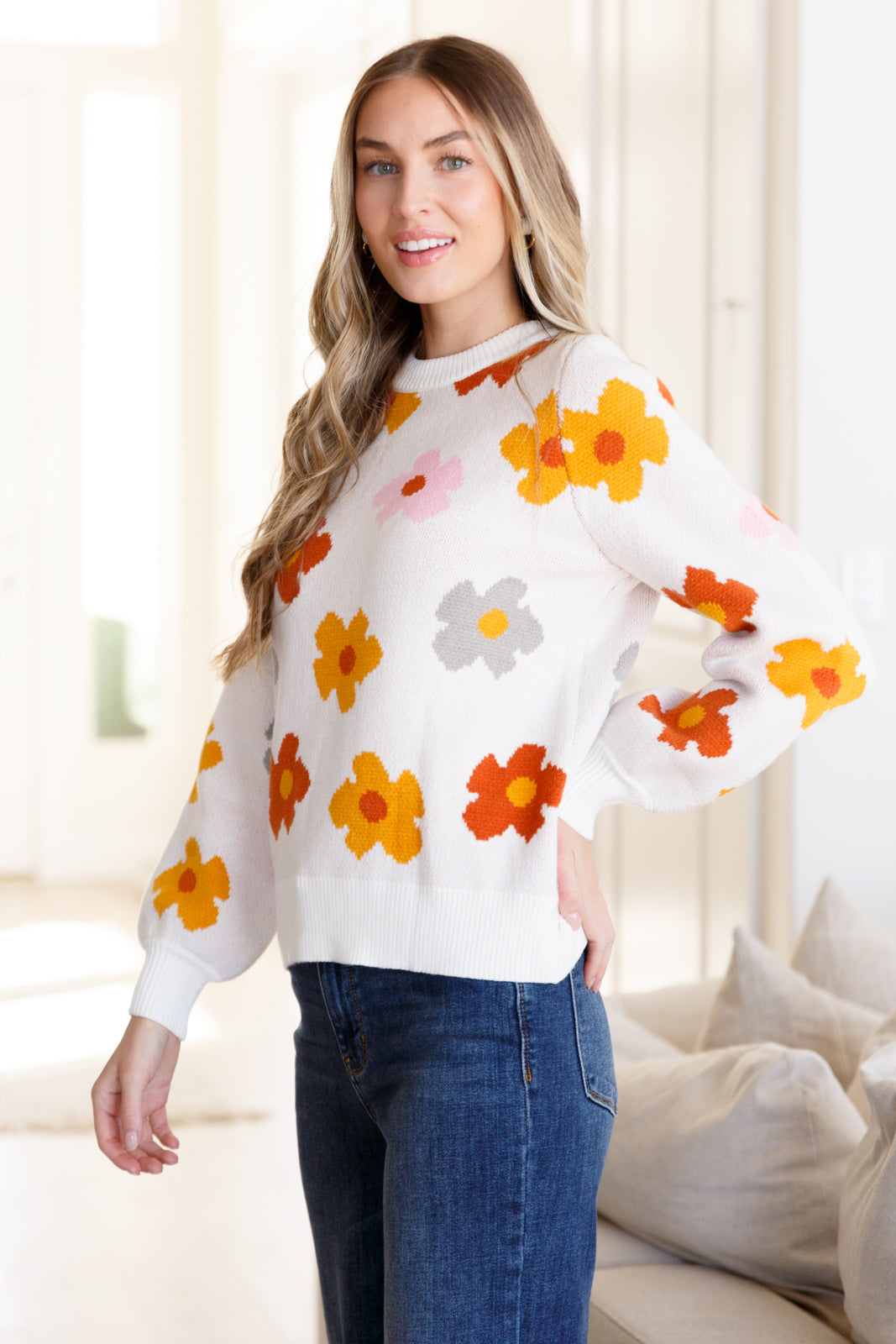 One Eleven North-Falling Flowers Floral Sweater