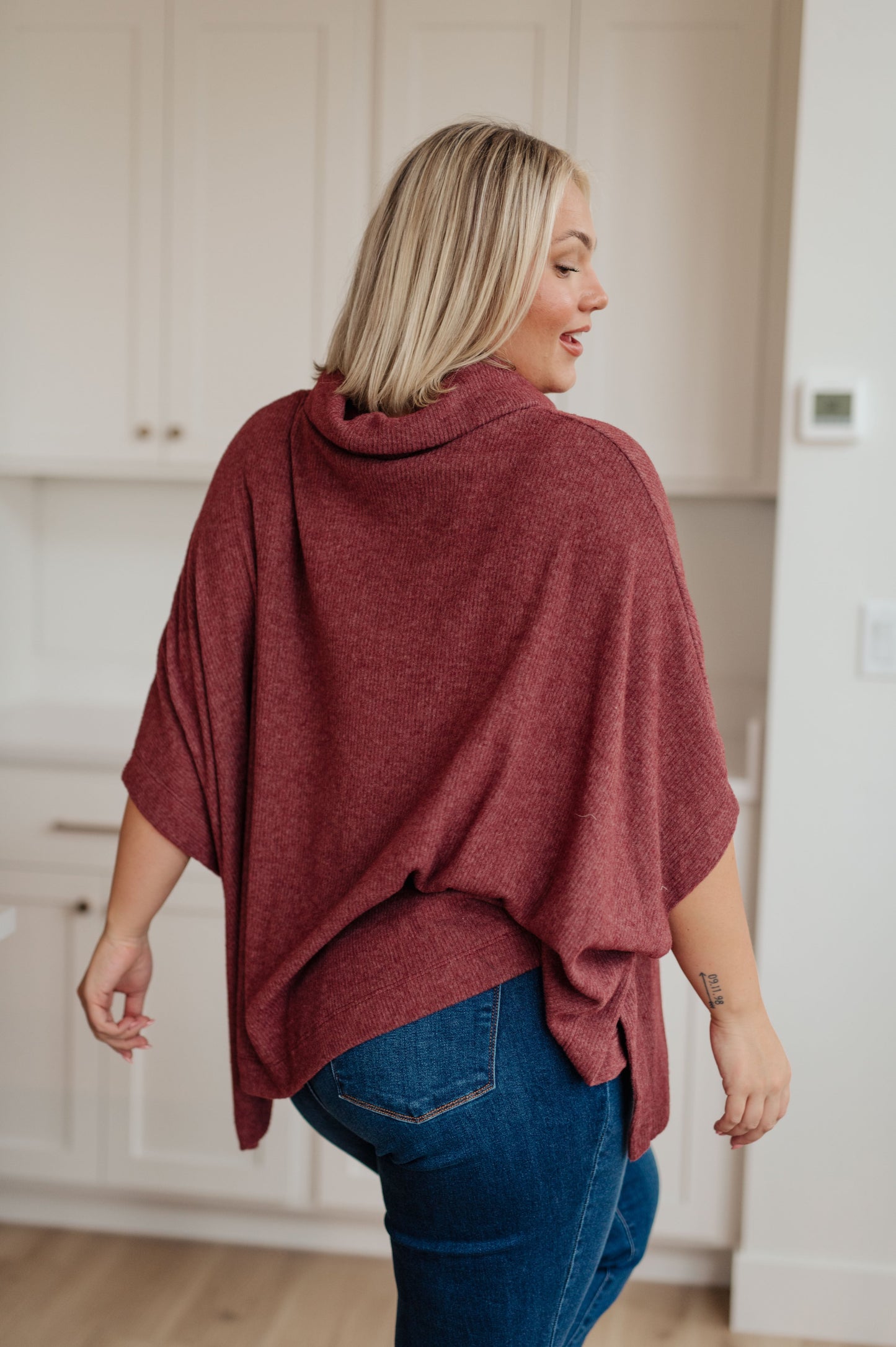 White Birch-Forgive Me Cowl Neck Poncho