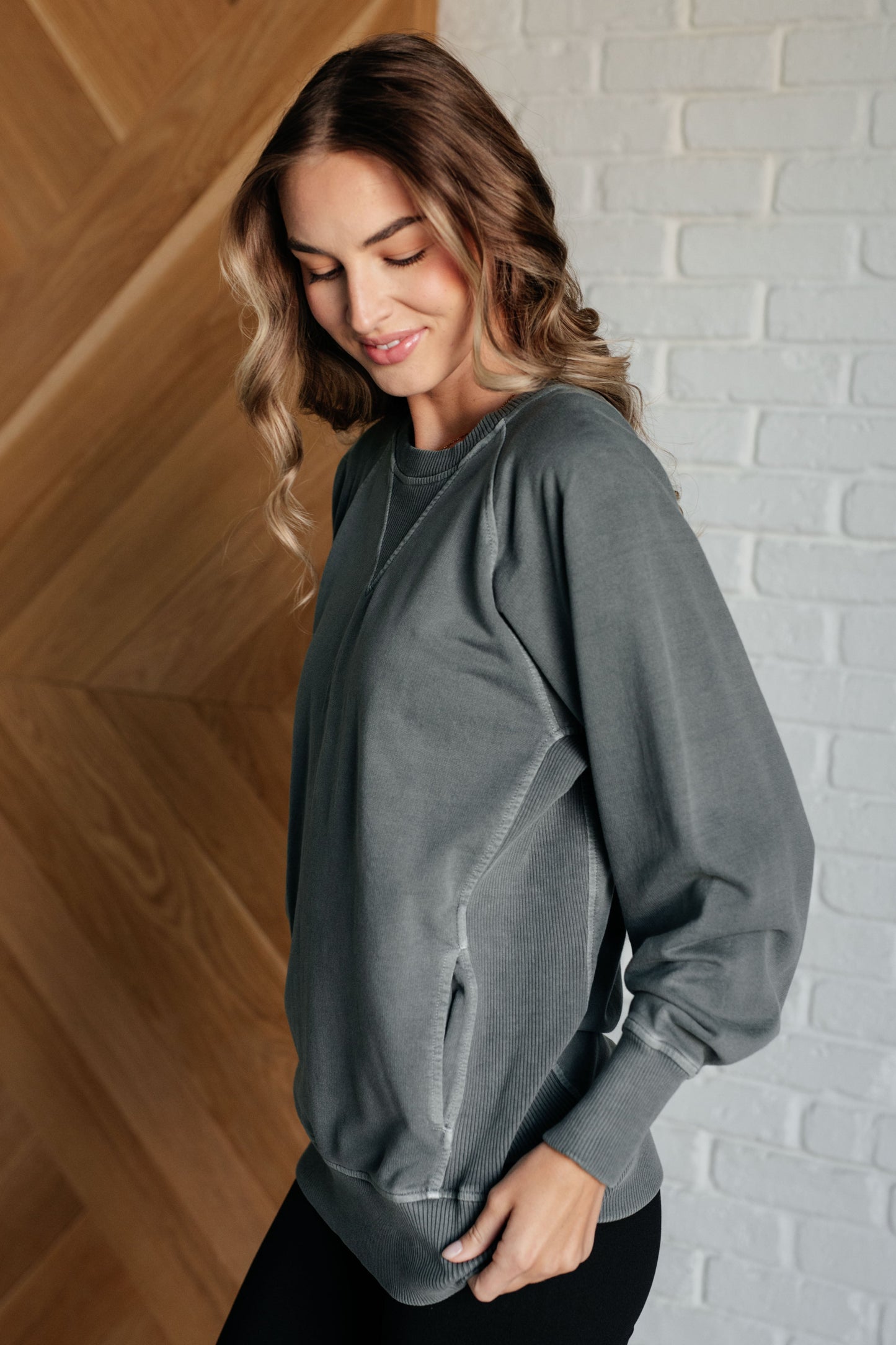 Zenana-Hands Down Favorite Sweatshirt in Ash Jade