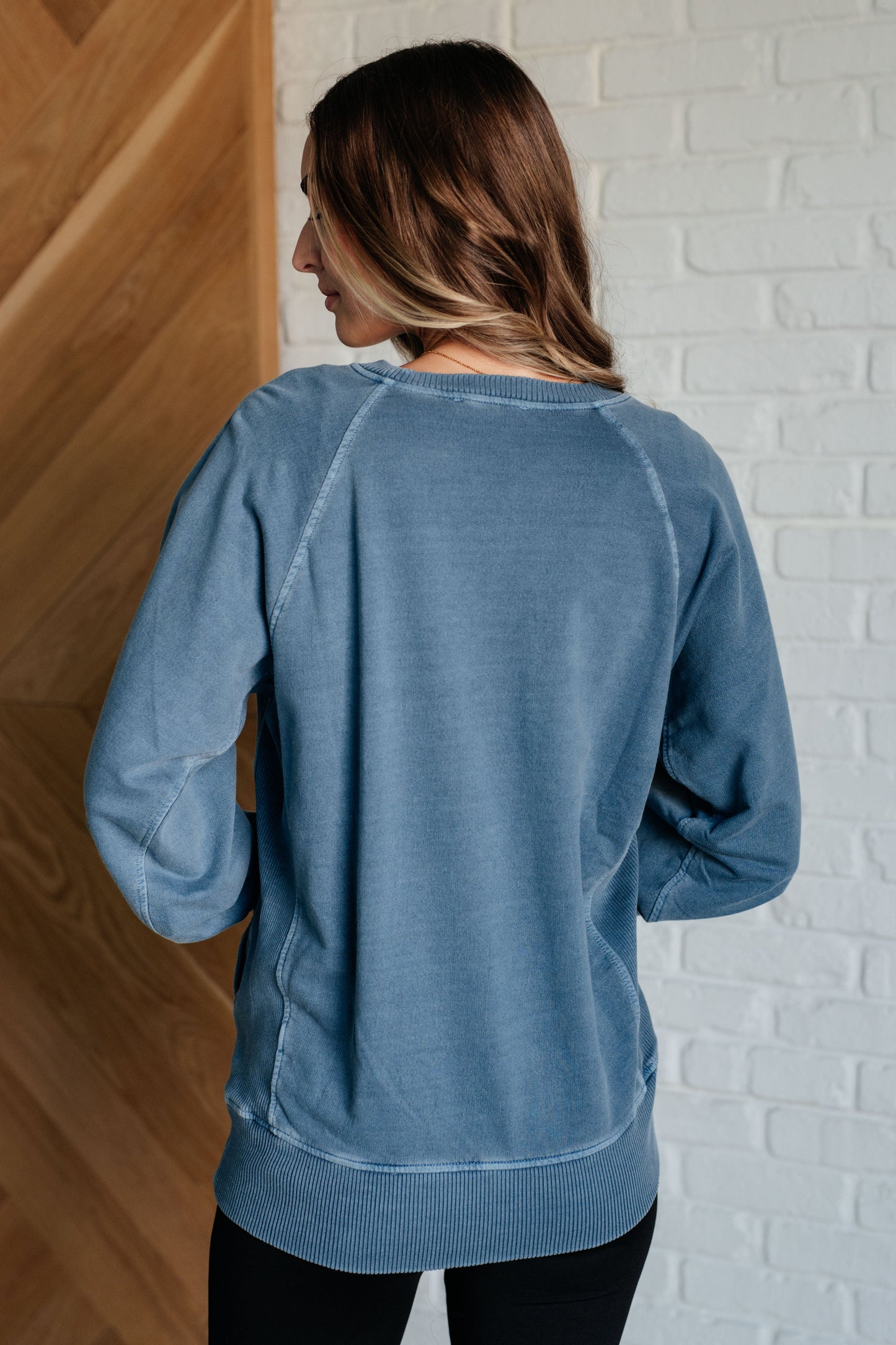 Zenana-Hands Down Favorite Sweatshirt in Dusty Blue