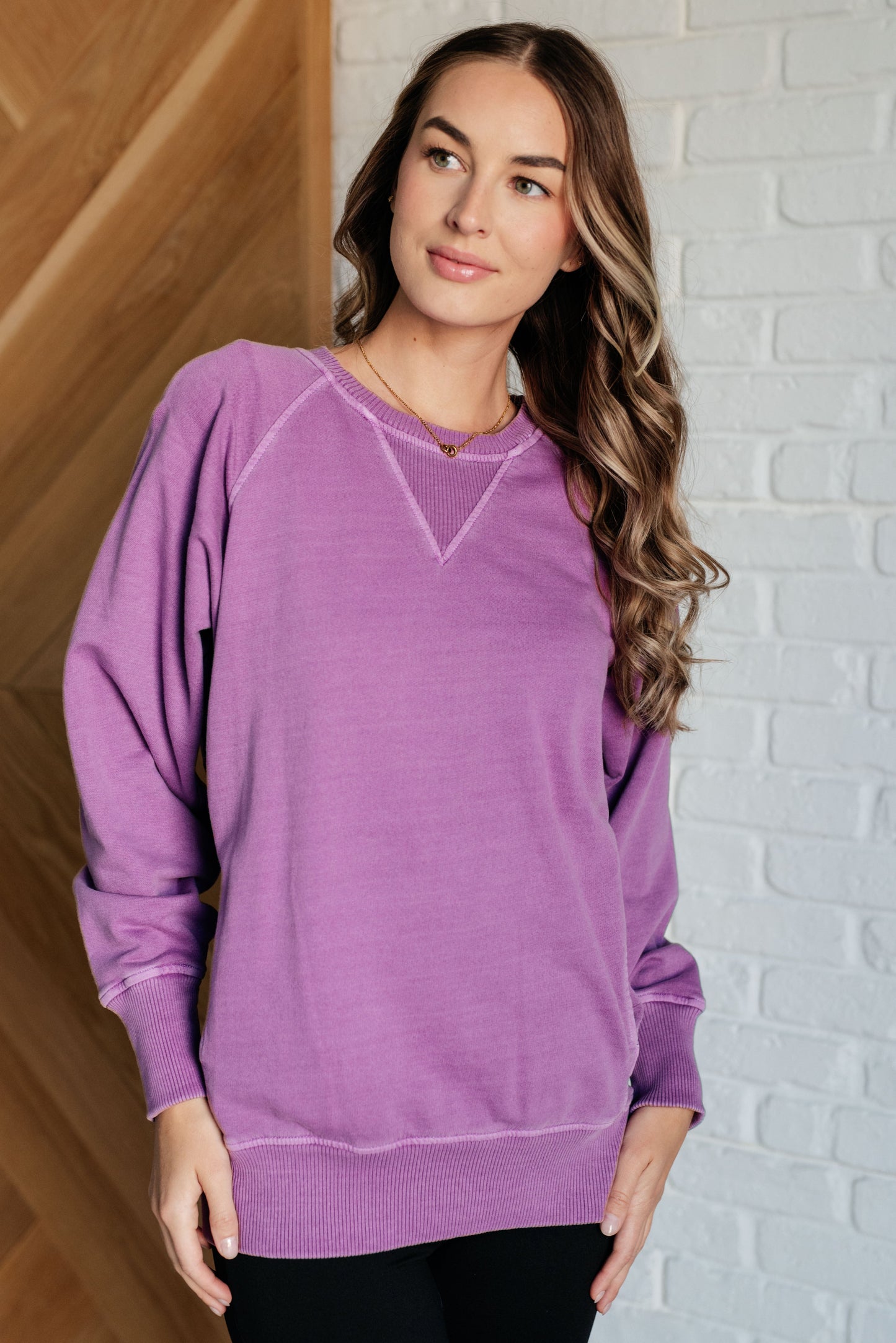 Zenana-Hands Down Favorite Sweatshirt in Light Plum