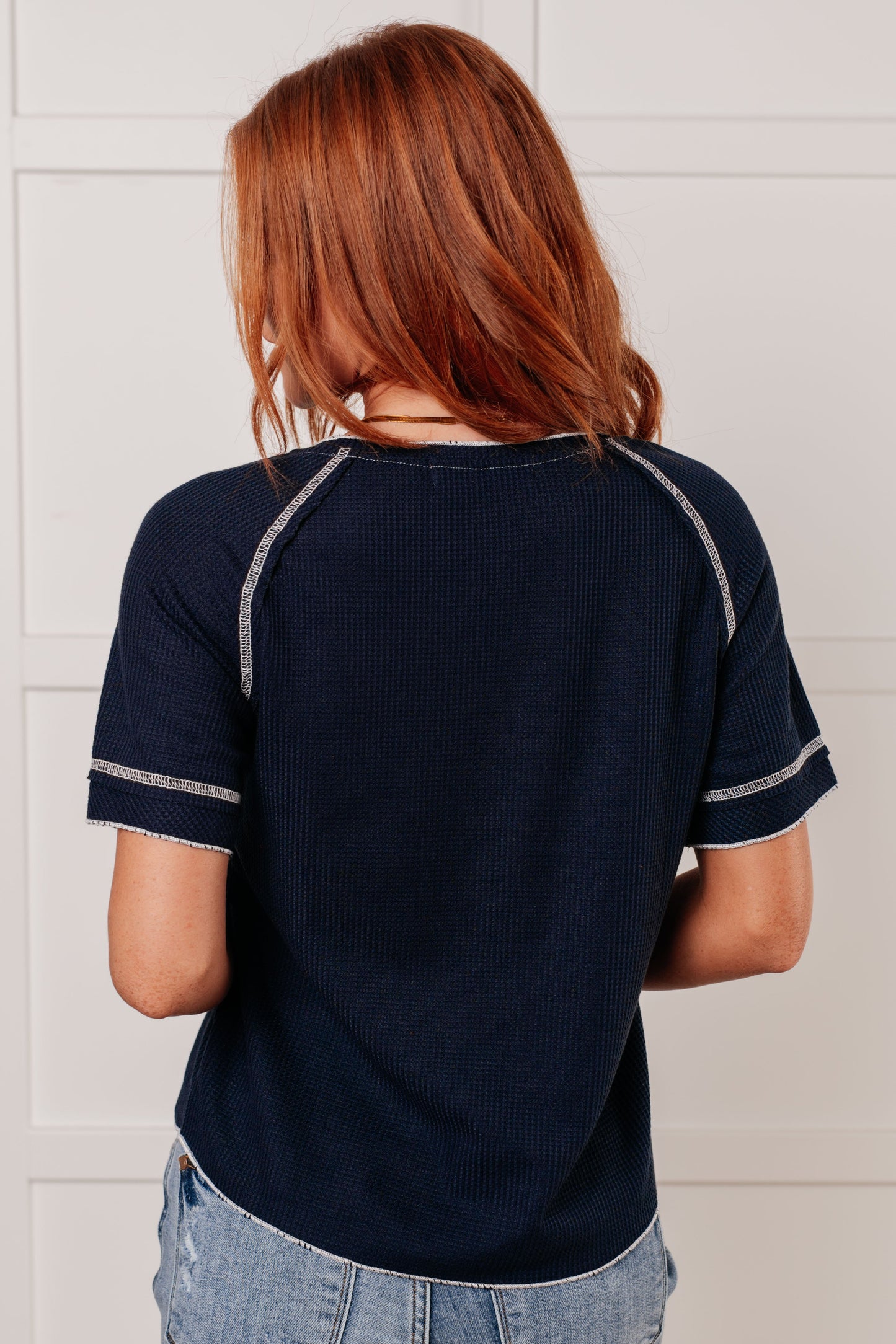 One Eleven North-Heartbreaker Waffle Knit Tee in Blue