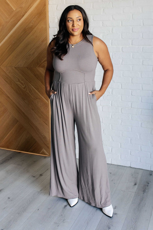 One Eleven North-Hilary Wide Leg Jumpsuit in Grey