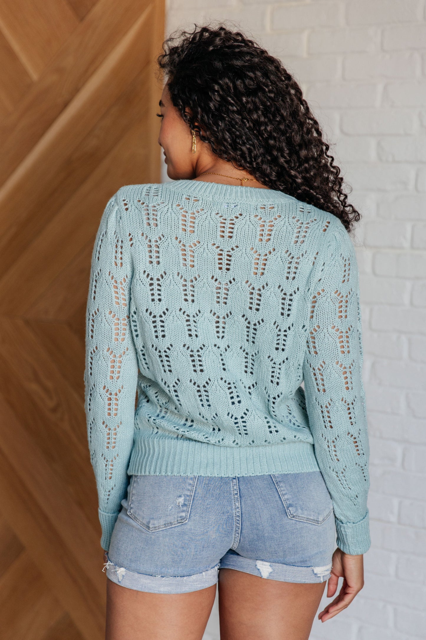 One Eleven-Hole In One Sheer Pointelle Knit Sweater