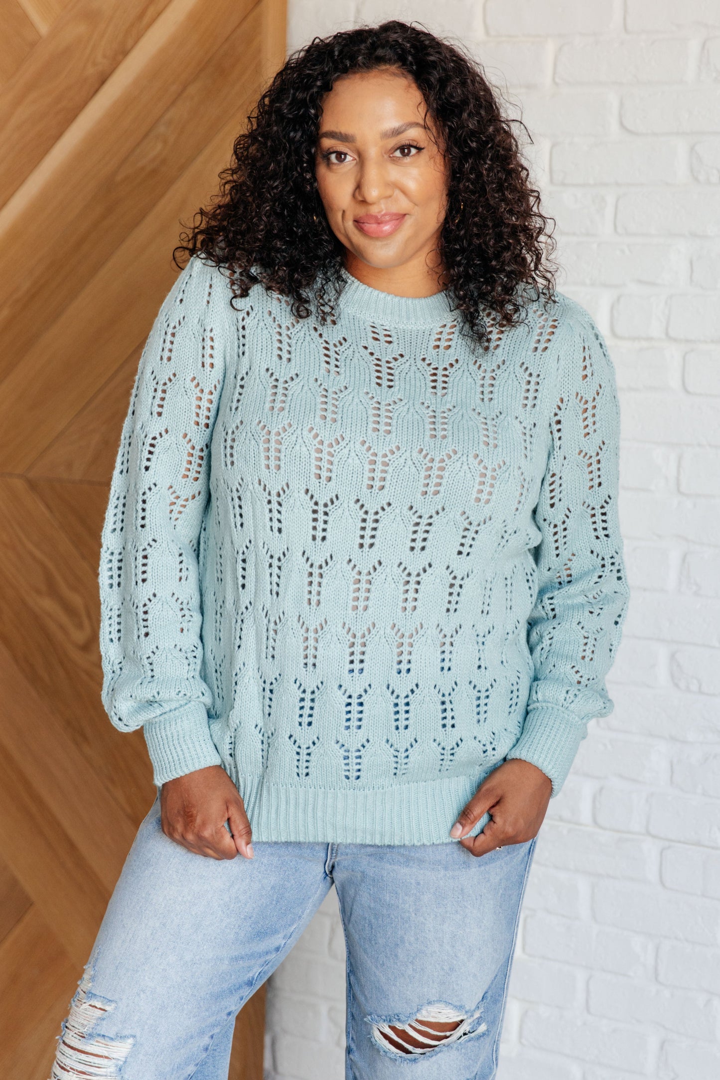 One Eleven-Hole In One Sheer Pointelle Knit Sweater