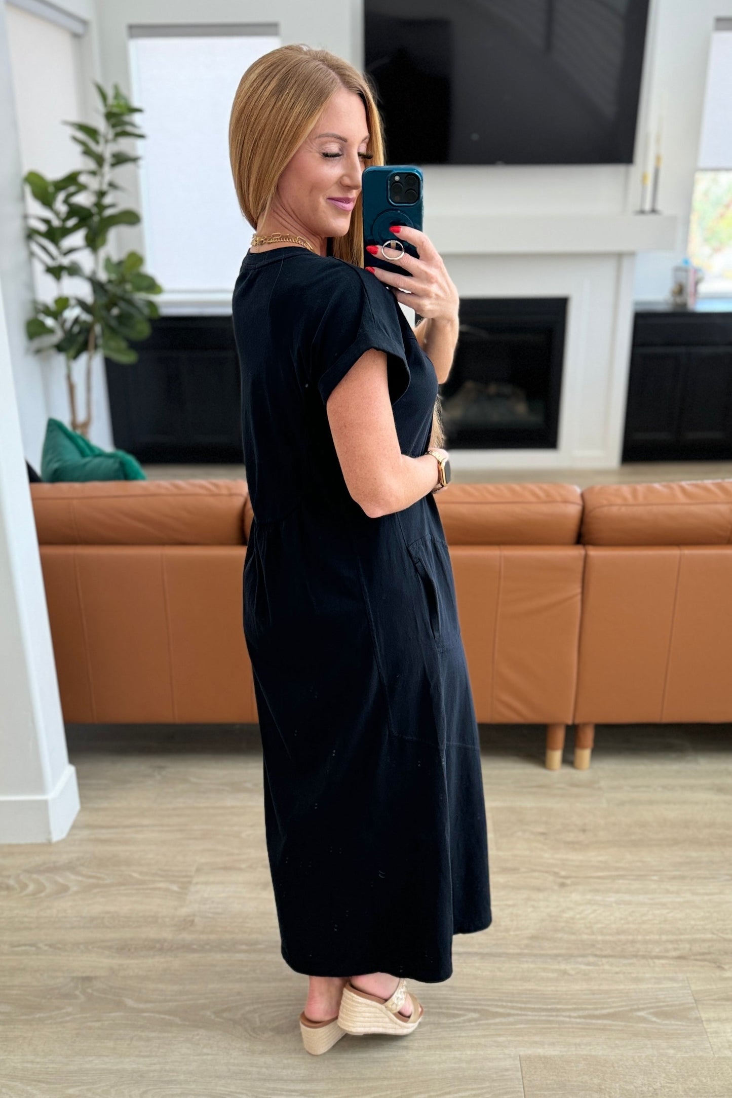 Rae Mode- Modern Maritime Shift Maxi Dress in Black