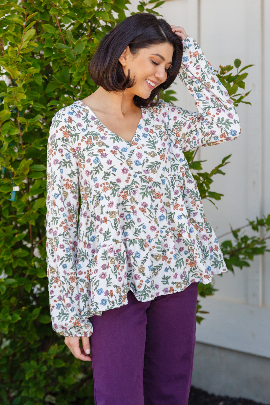 BiBi -Think I Can V-Neck Floral Top