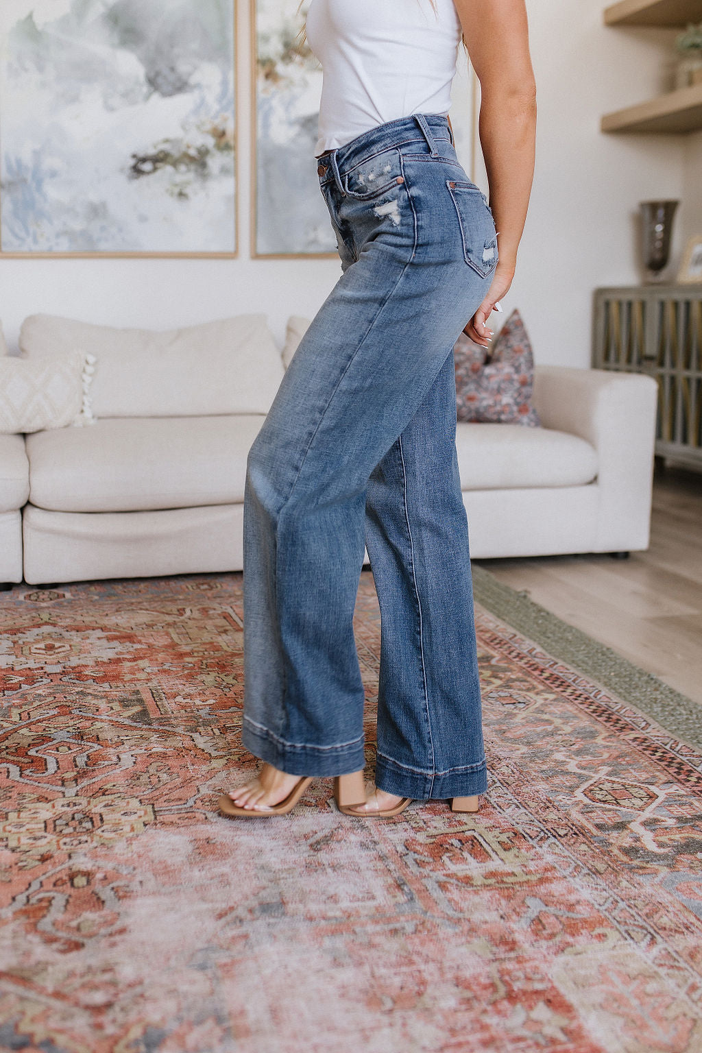 Judy Blue-Katrina High Waist Distressed Denim Trousers