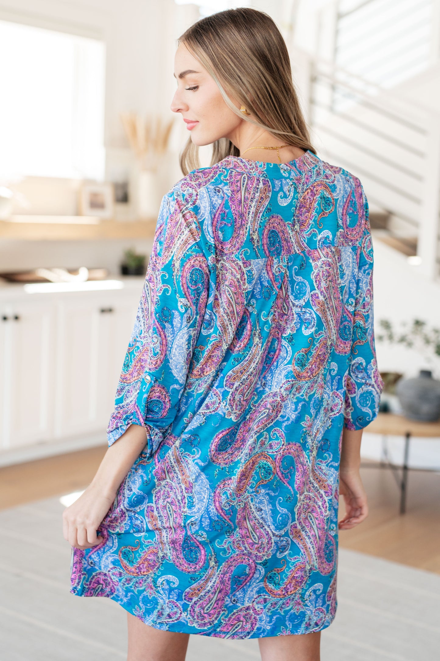 Dear Scarlett- Lizzy Dress in Teal and Pink Paisley