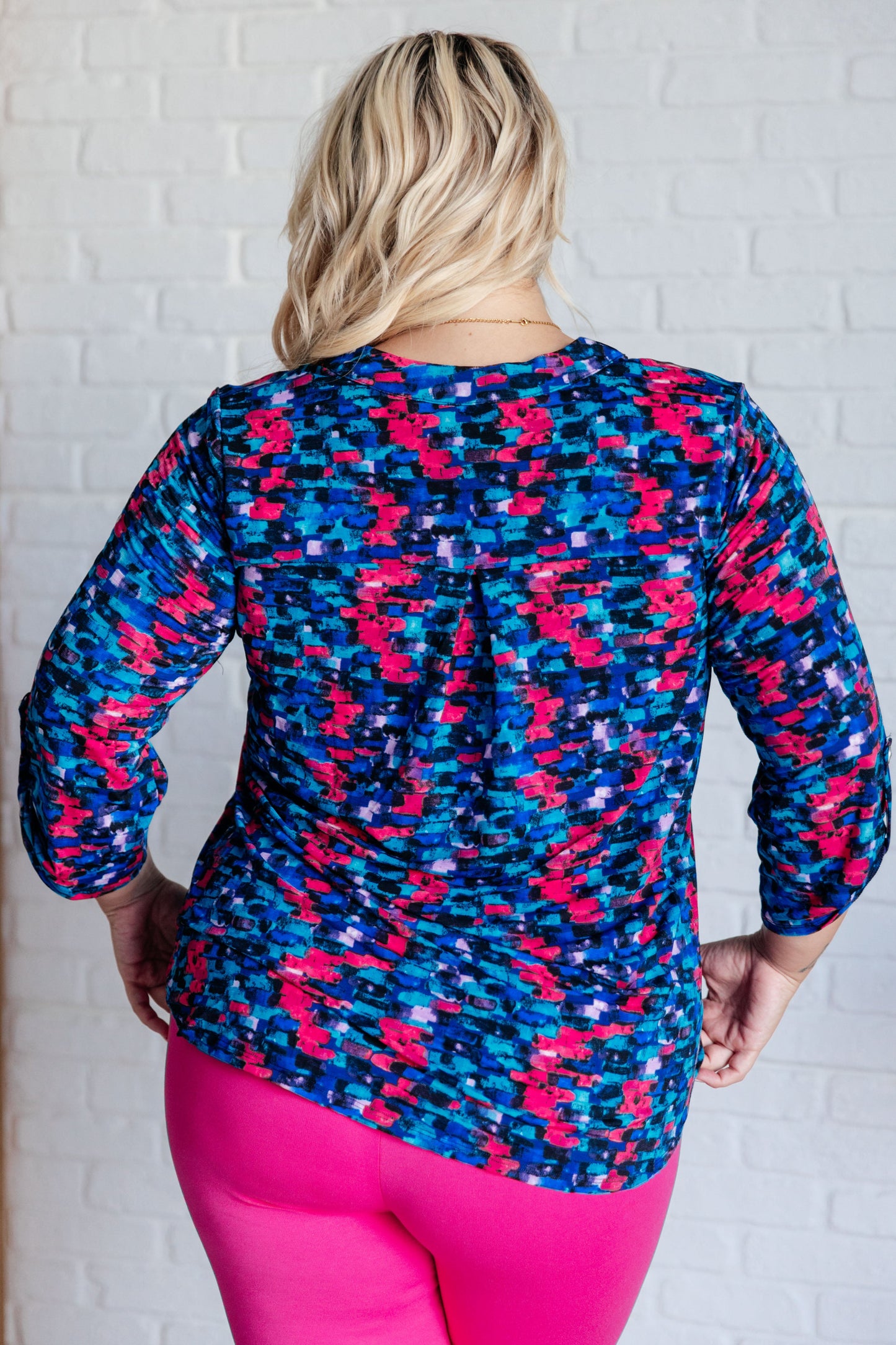 Dear Scarlet-Lizzy Top in Navy and Teal Multi