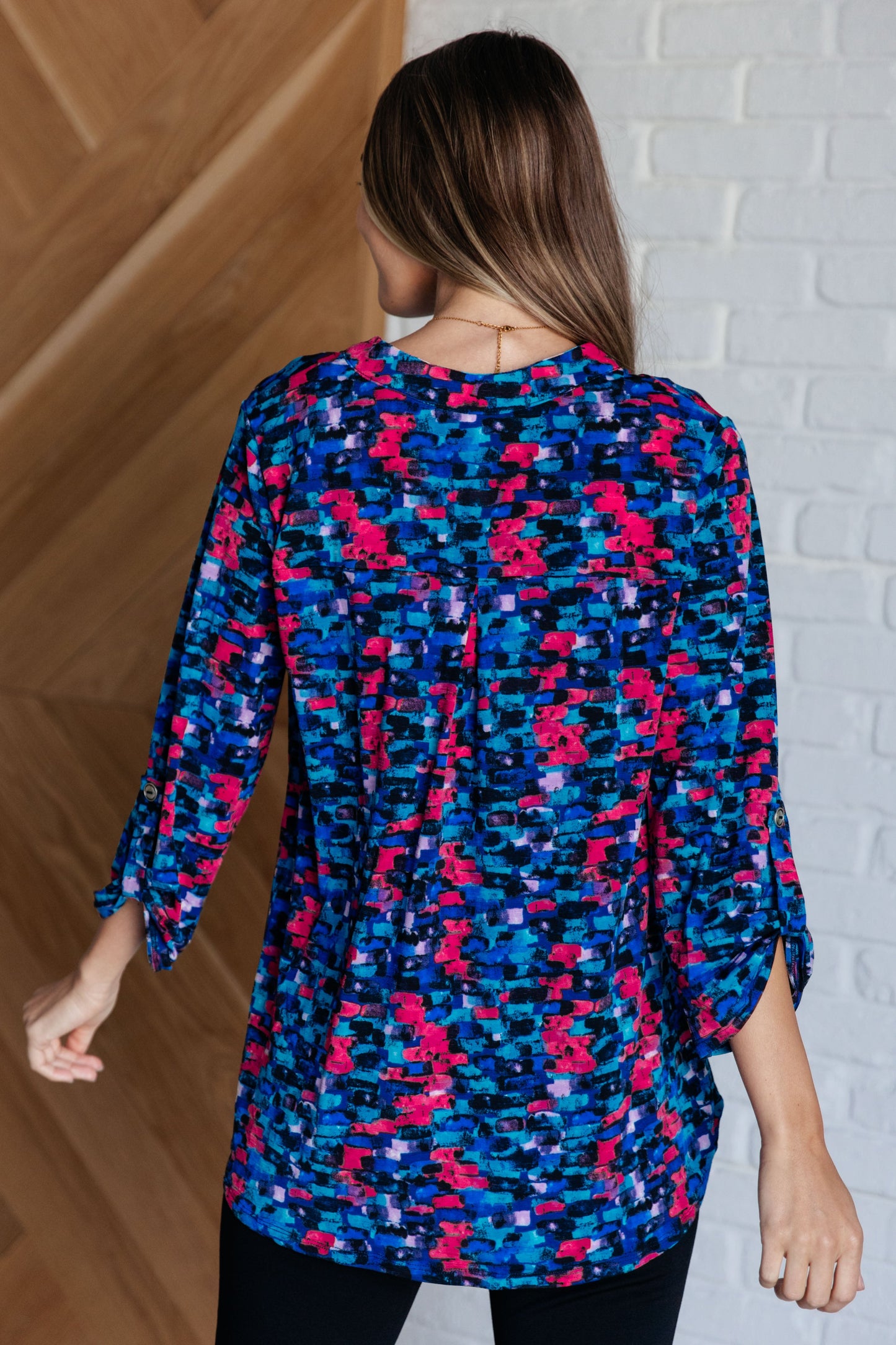 Dear Scarlet-Lizzy Top in Navy and Teal Multi